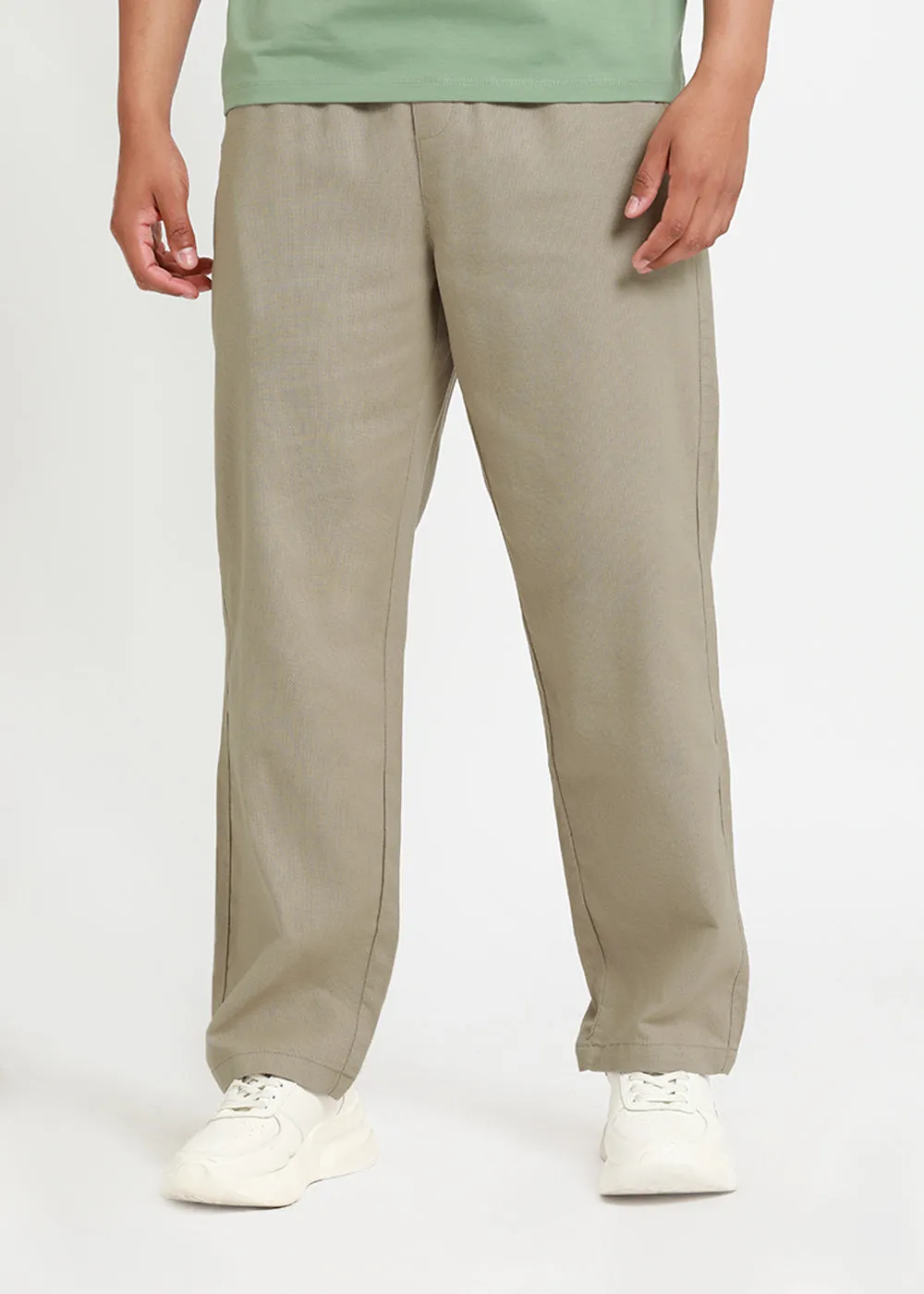 Ecru Beige Textured Pants