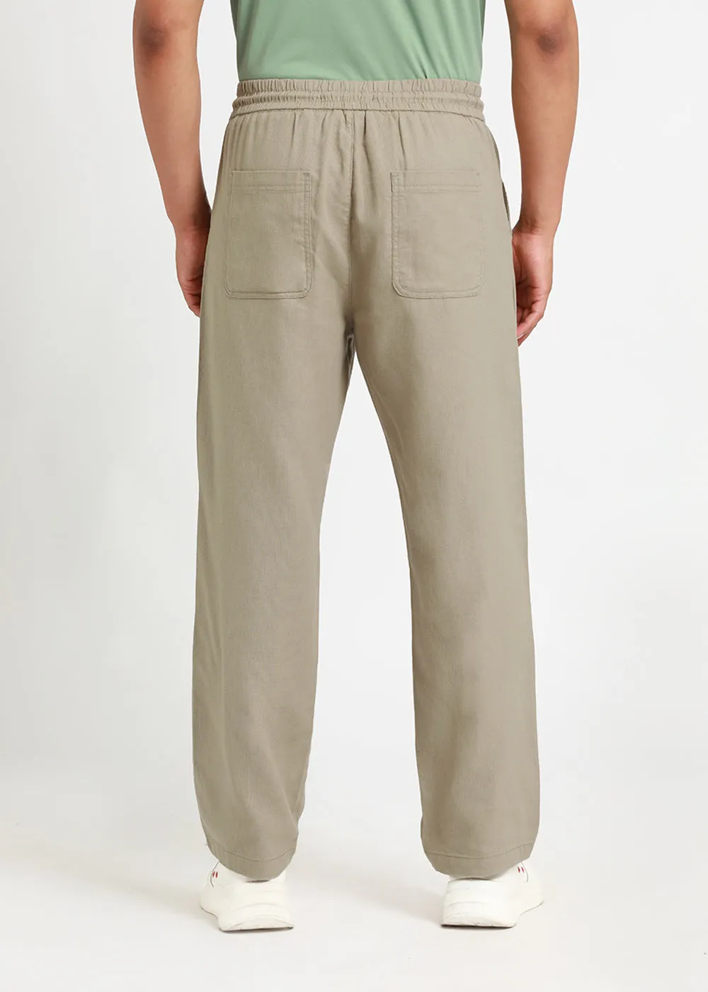 Ecru Beige Textured Pants