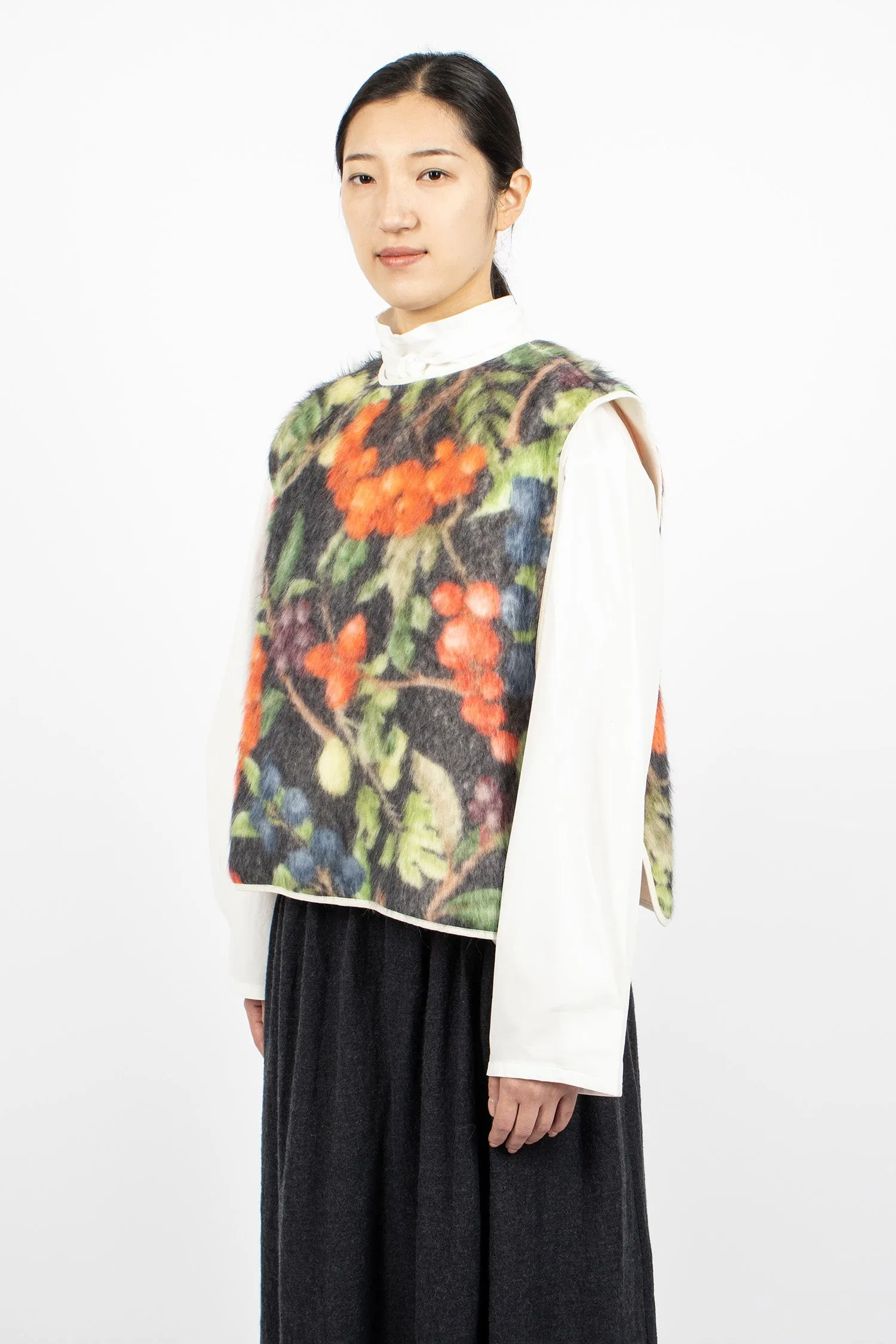 Floral Strik Vest Black