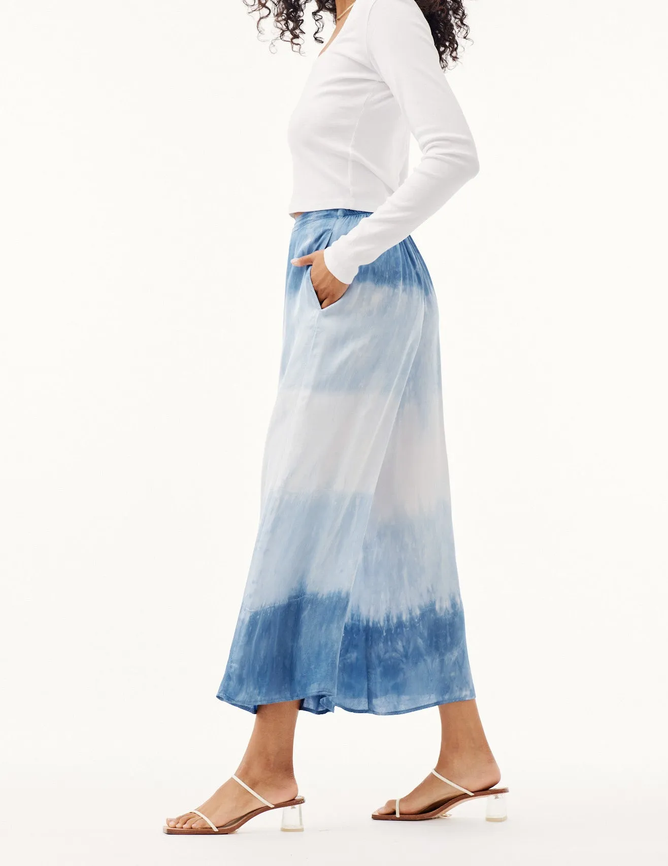 Flowy Tie-Dye Wide Leg Pants- Mykonos Stripe Dye