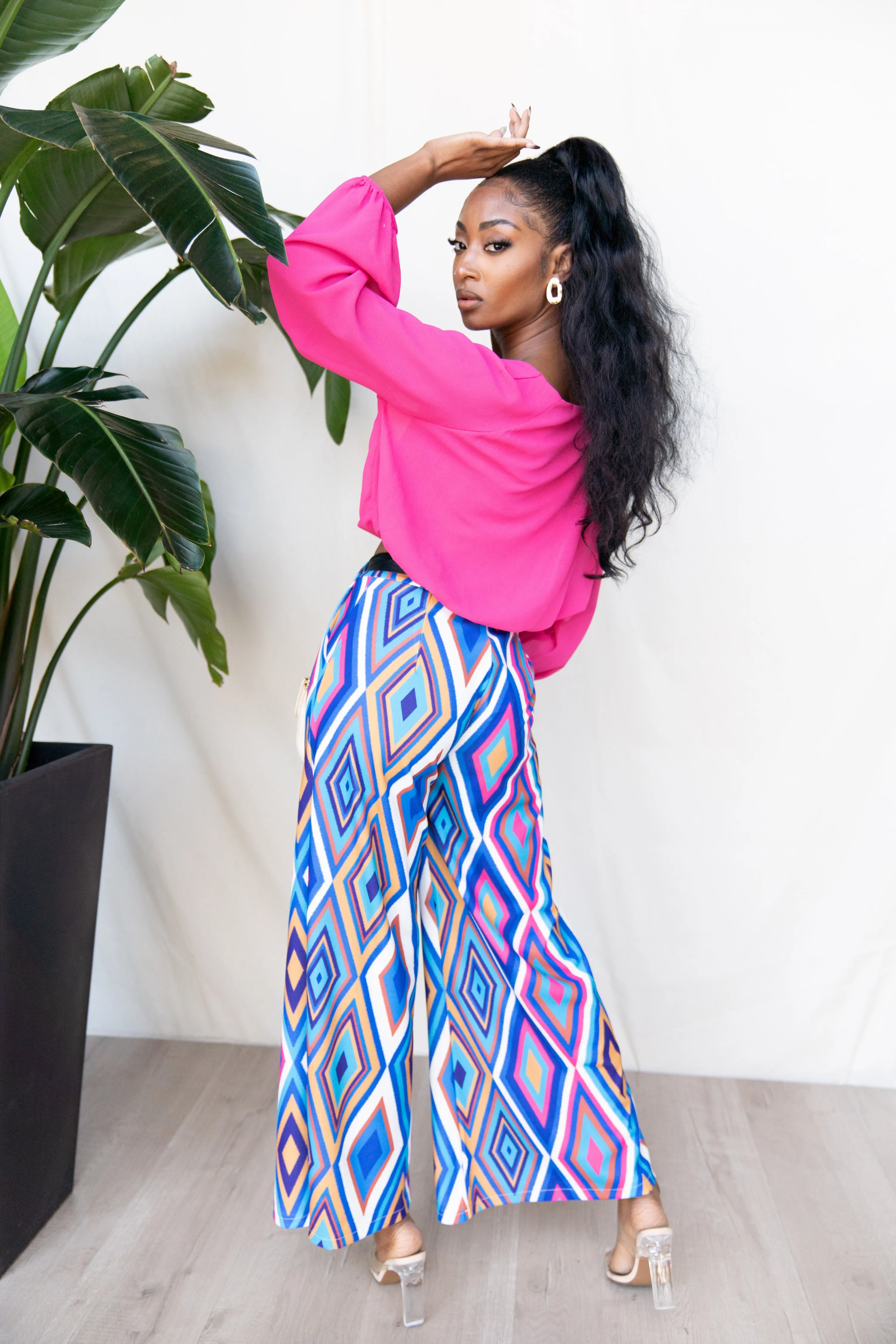 Geometric Print Palazzo Pants