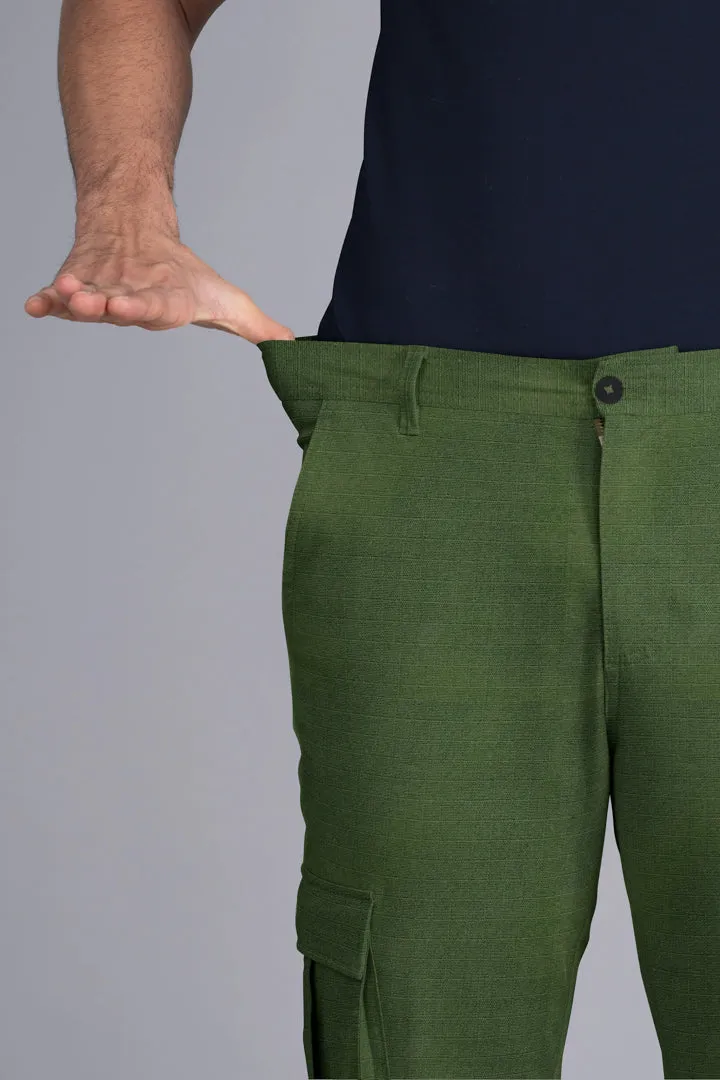 Green Ripstop Textured Cargo Pants