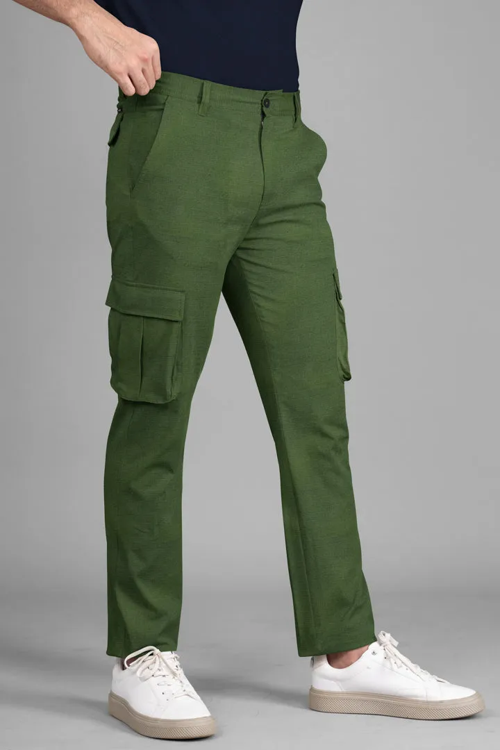 Green Ripstop Textured Cargo Pants