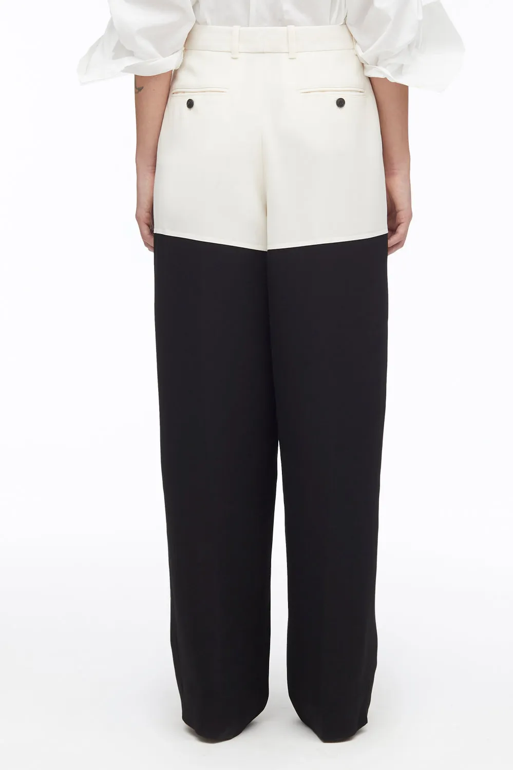 Heavy Cady Color Block Wide Leg Trouser