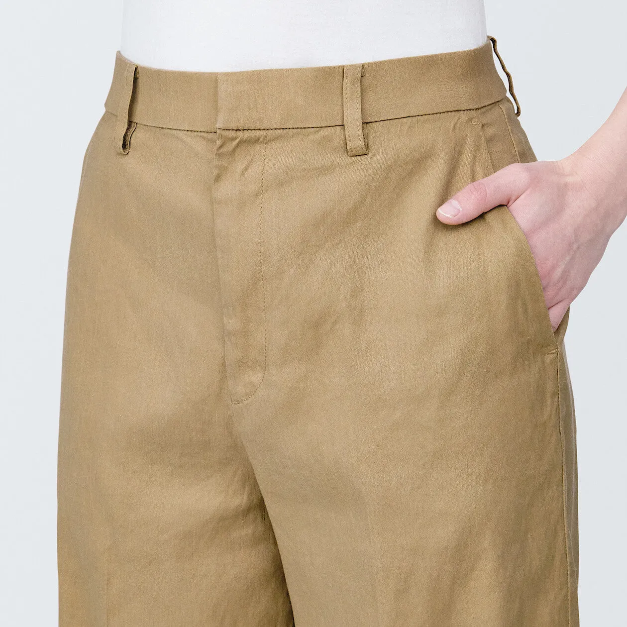 Hemp Blend Stretch Pleated Pants