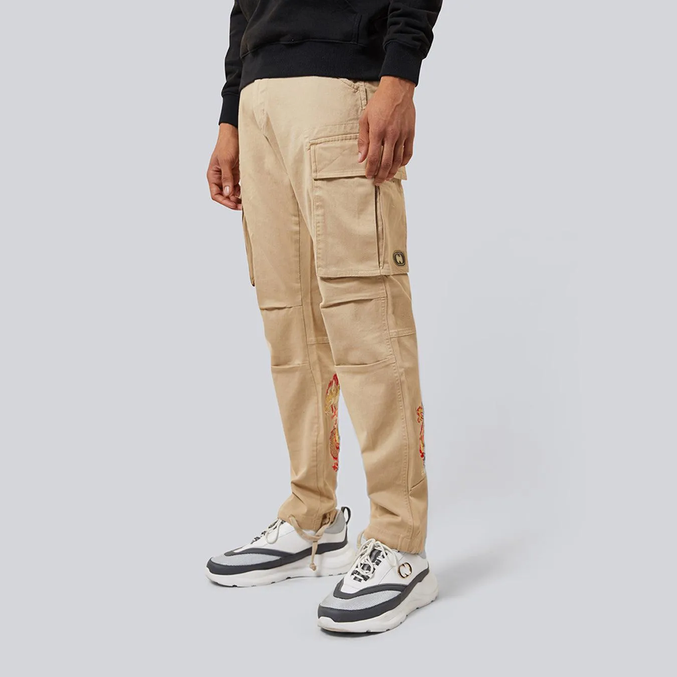 HIDDEN DRAGON CARGO PANTS - STONE