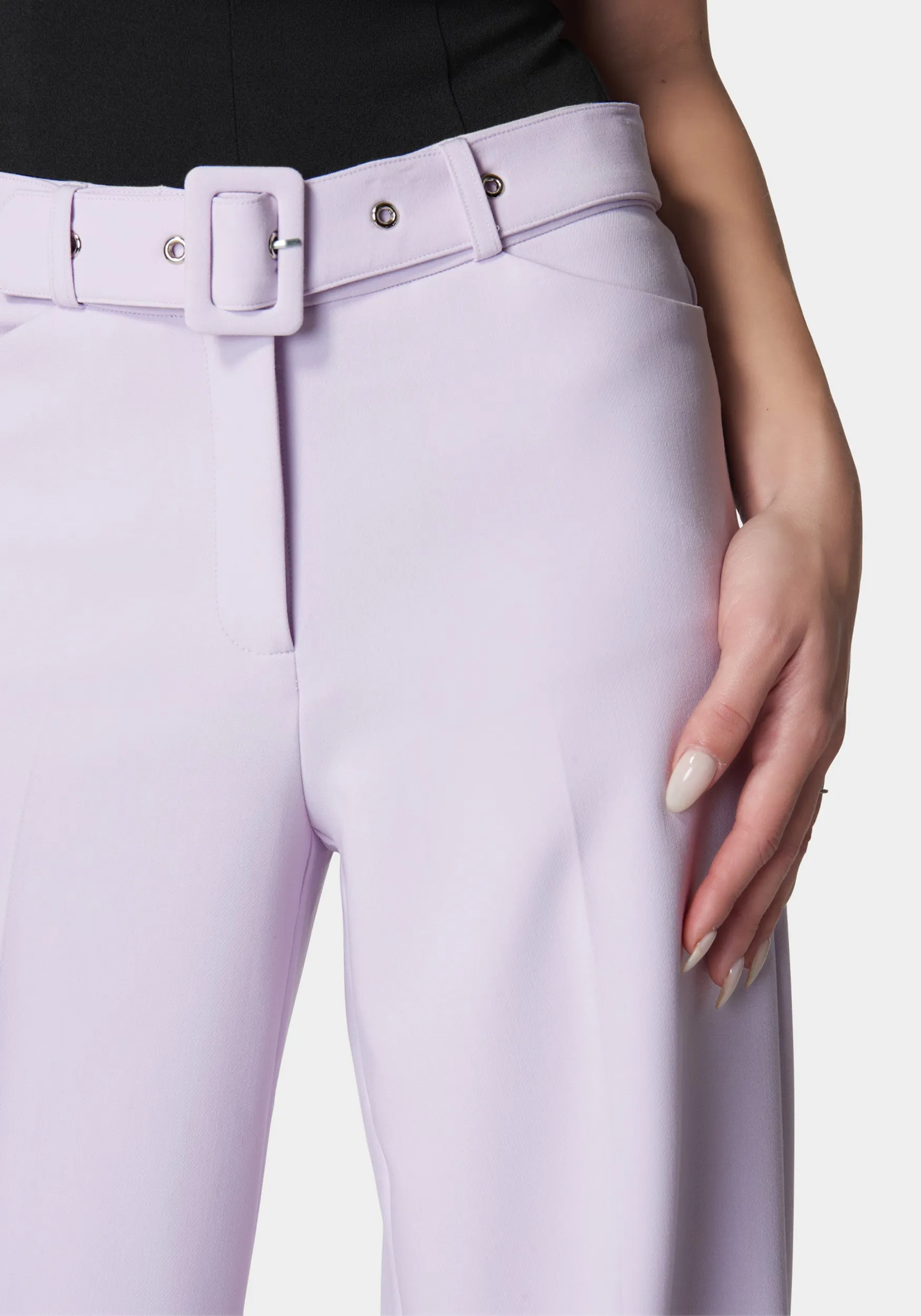 High Waist Belted Wide Leg Pant