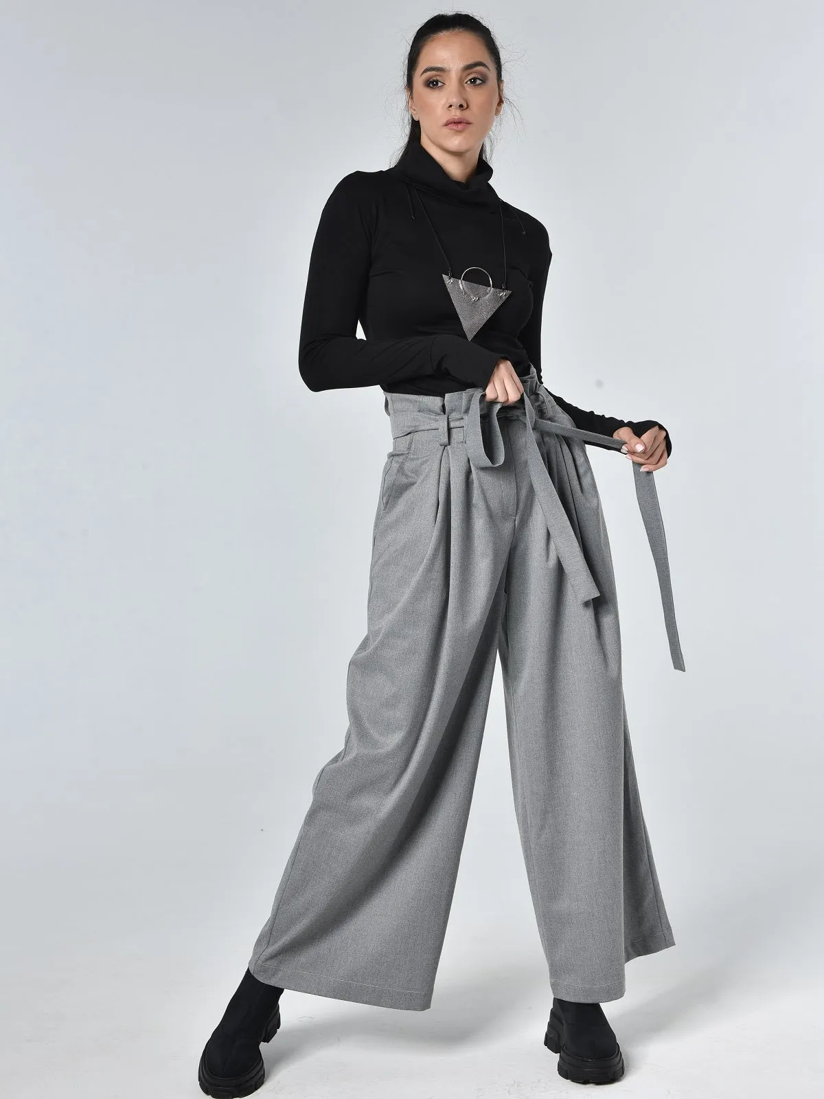 High Waisted Belted Pants