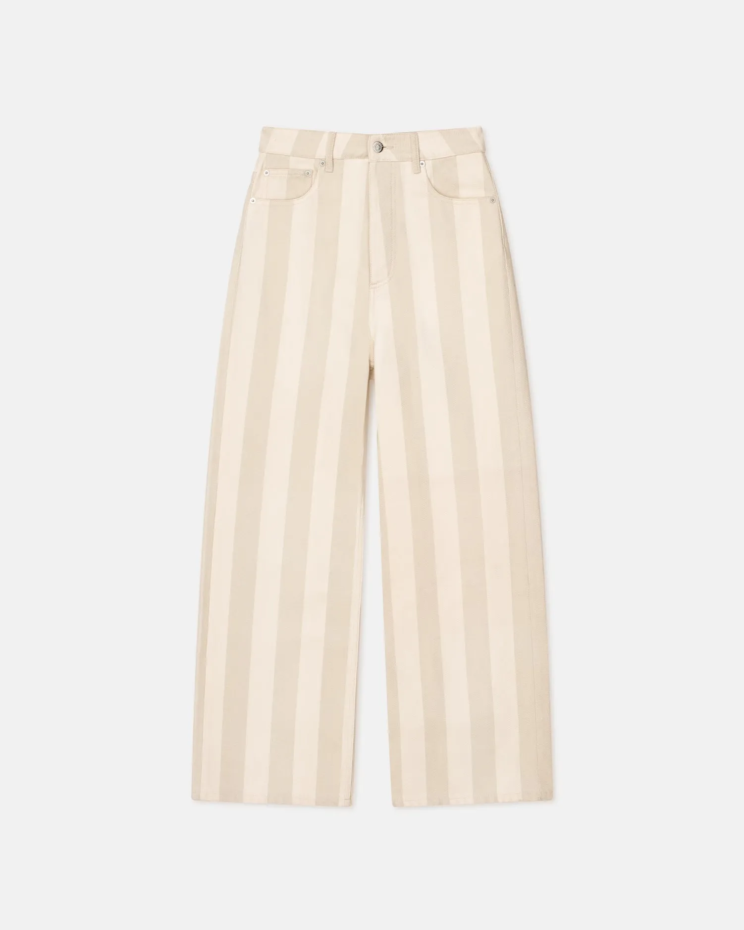 Josine - Striped Wide-Leg Jeans - Creme