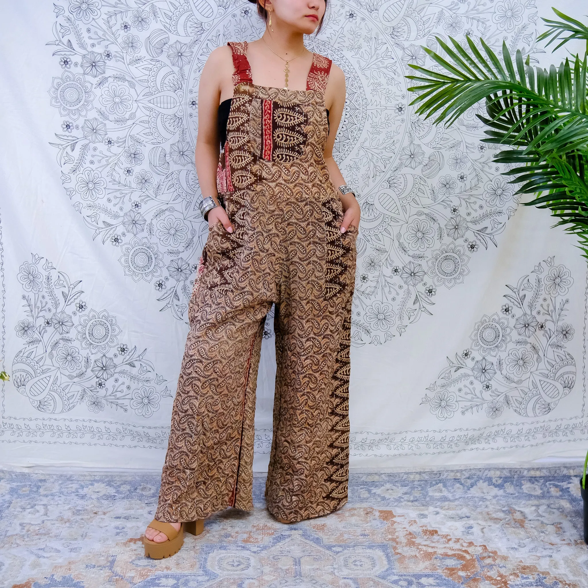 Kantha Wide Leg Jumpsuit with Pockets