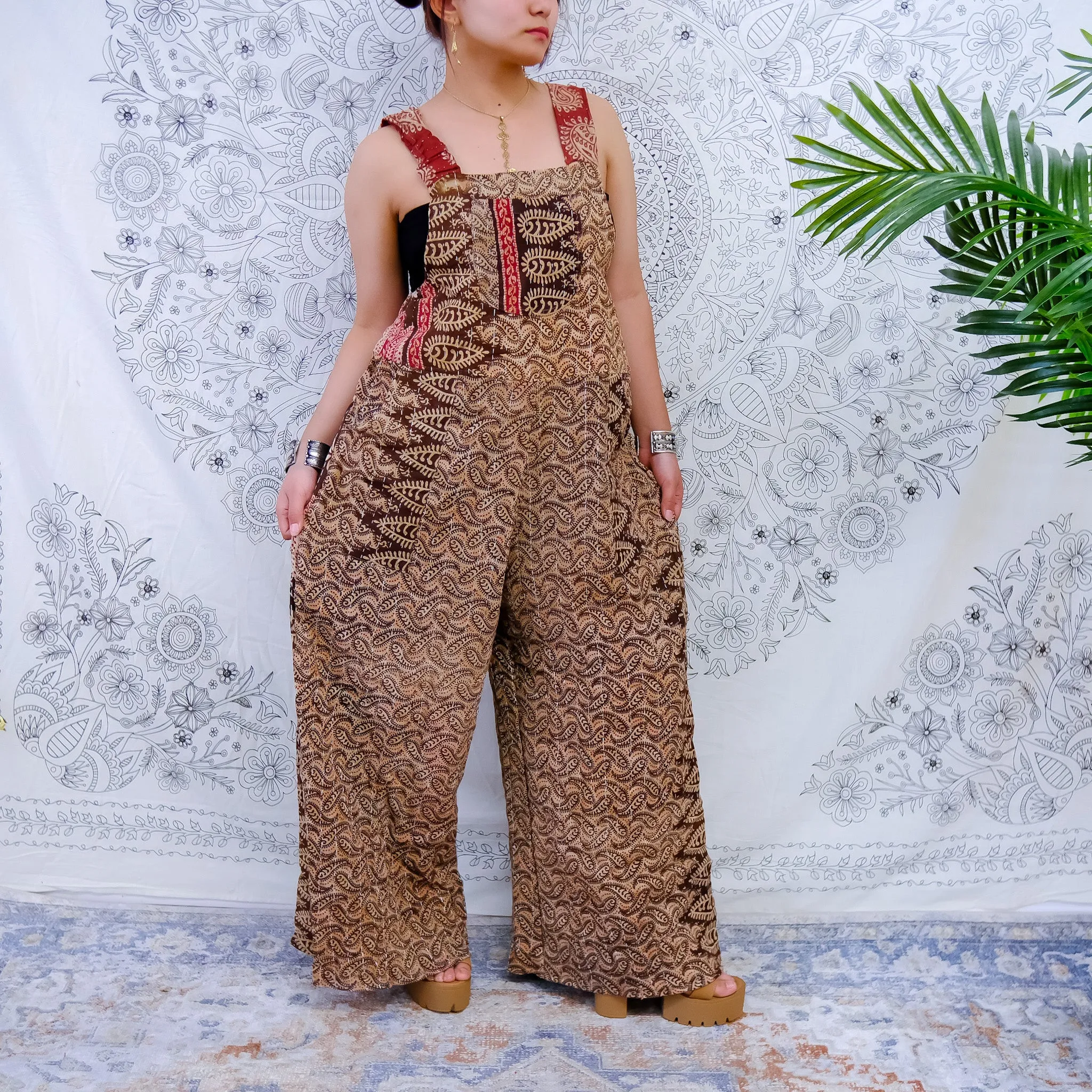 Kantha Wide Leg Jumpsuit with Pockets