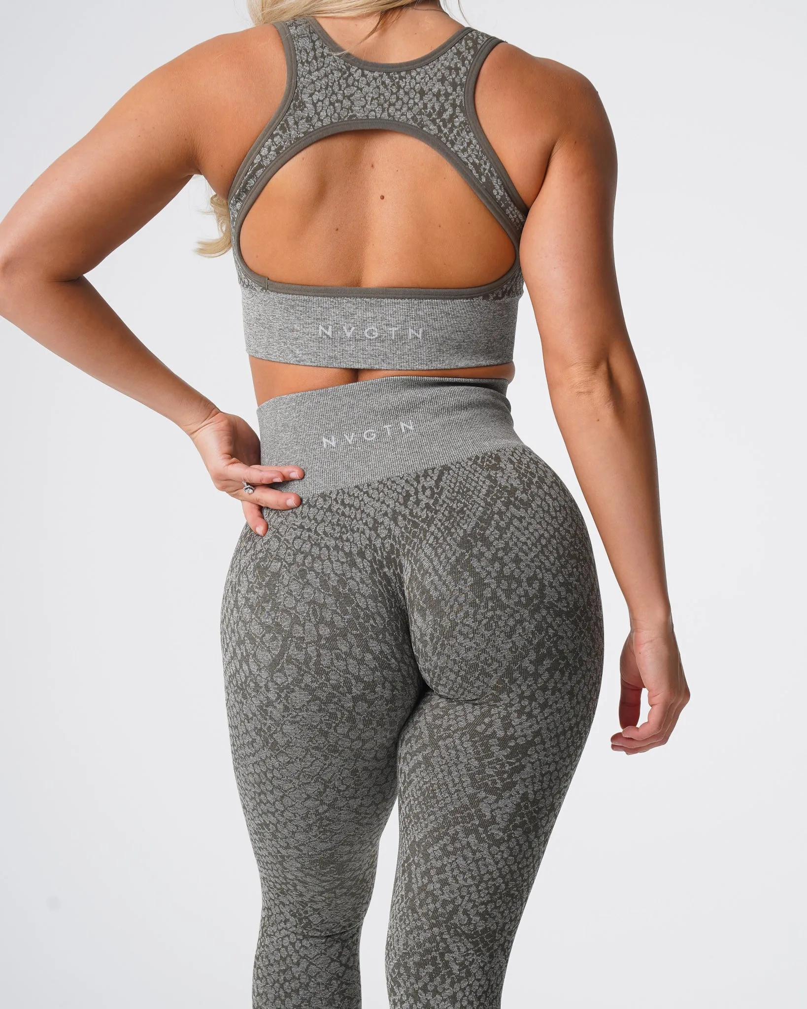 Khaki Green Snakeskin Seamless Leggings