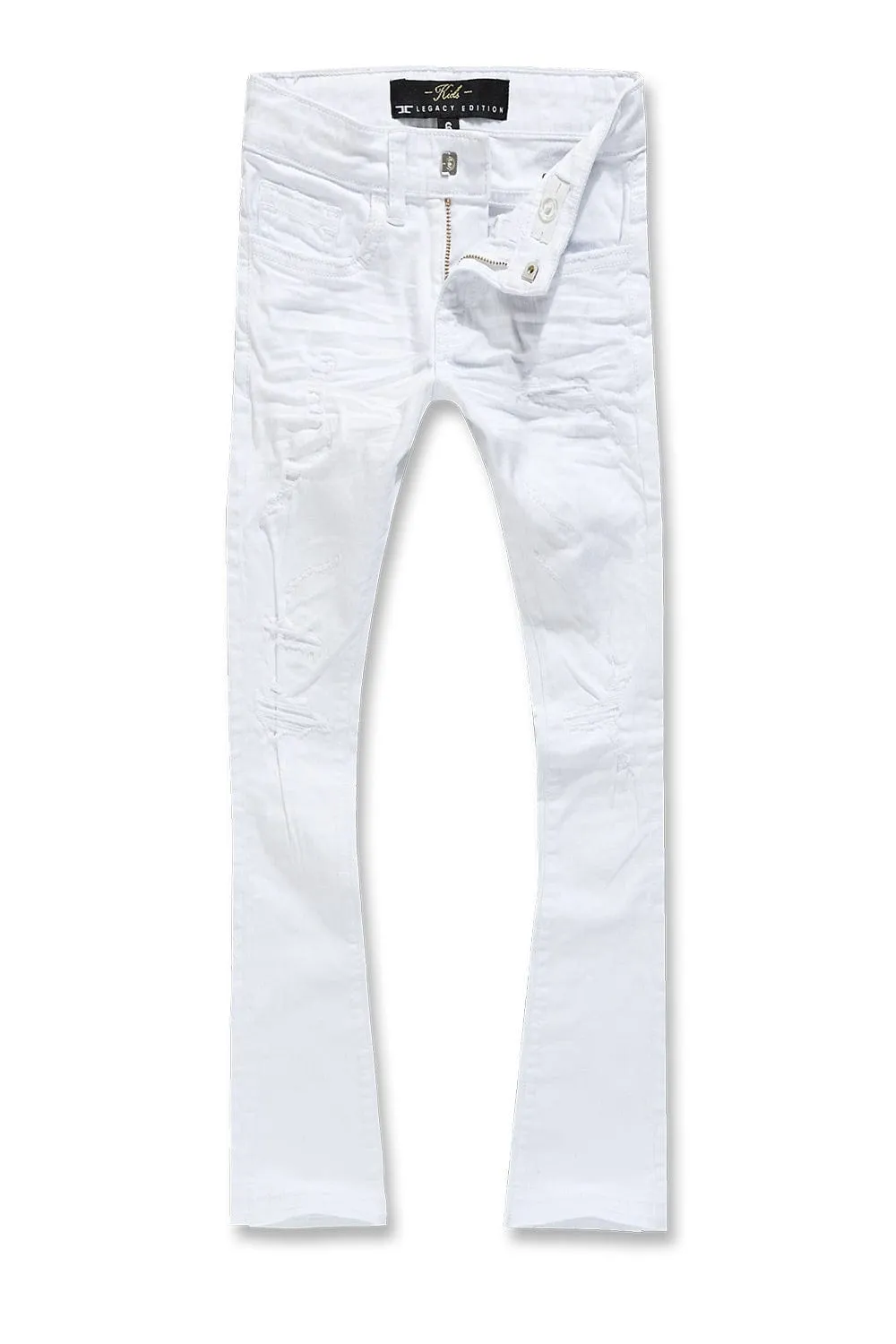 Kids Stacked Tribeca Twill Pants (White)