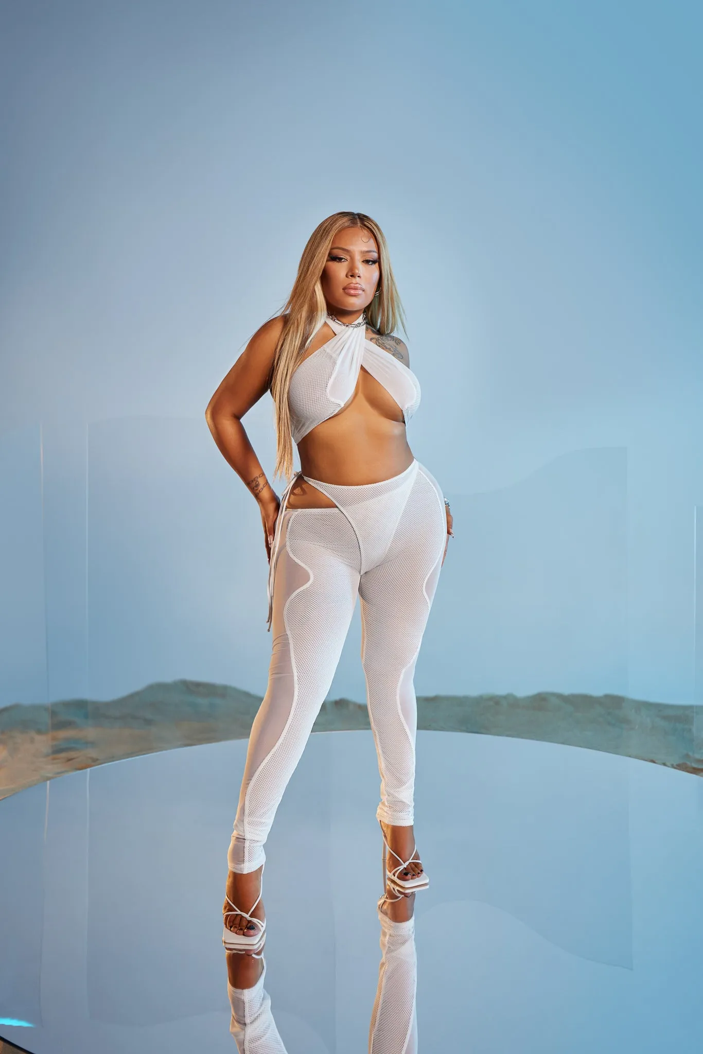 Kyra side tie leggings - White