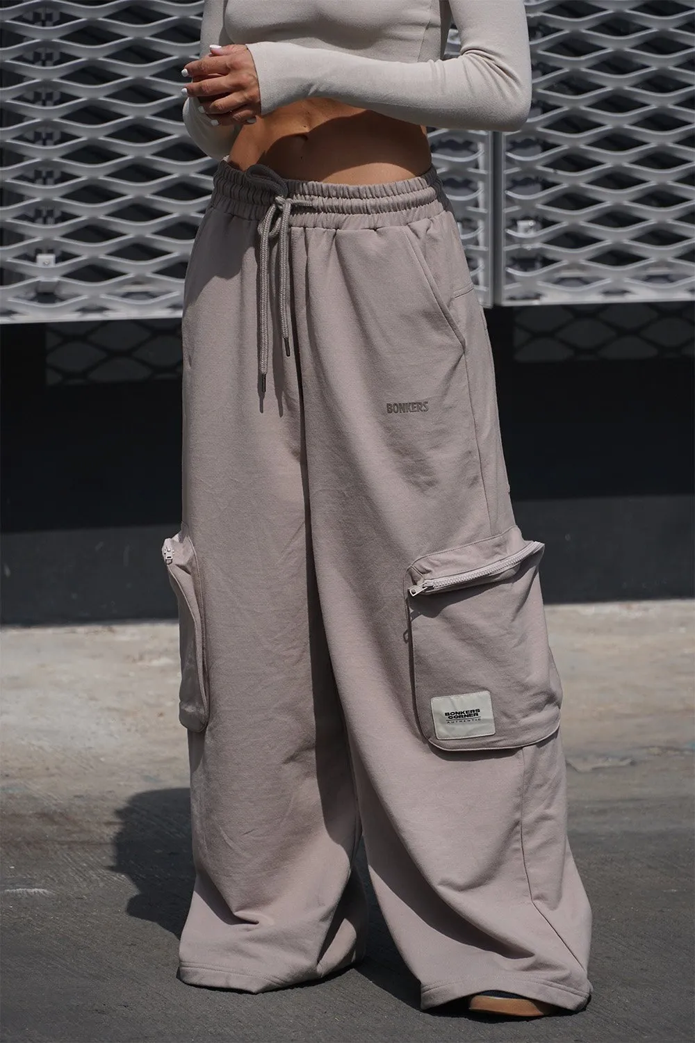 Light Beige Heavyweight Cargo Pants With Pockets