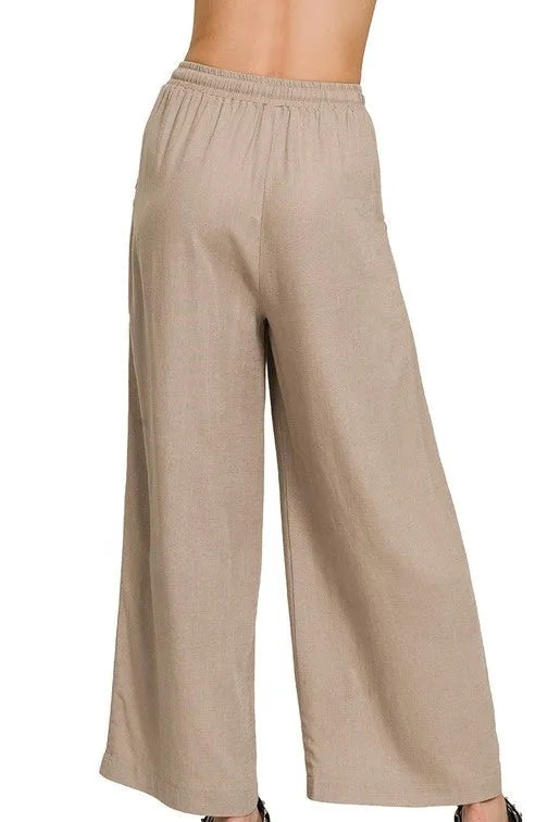 Linen Blend Wide Leg Pants