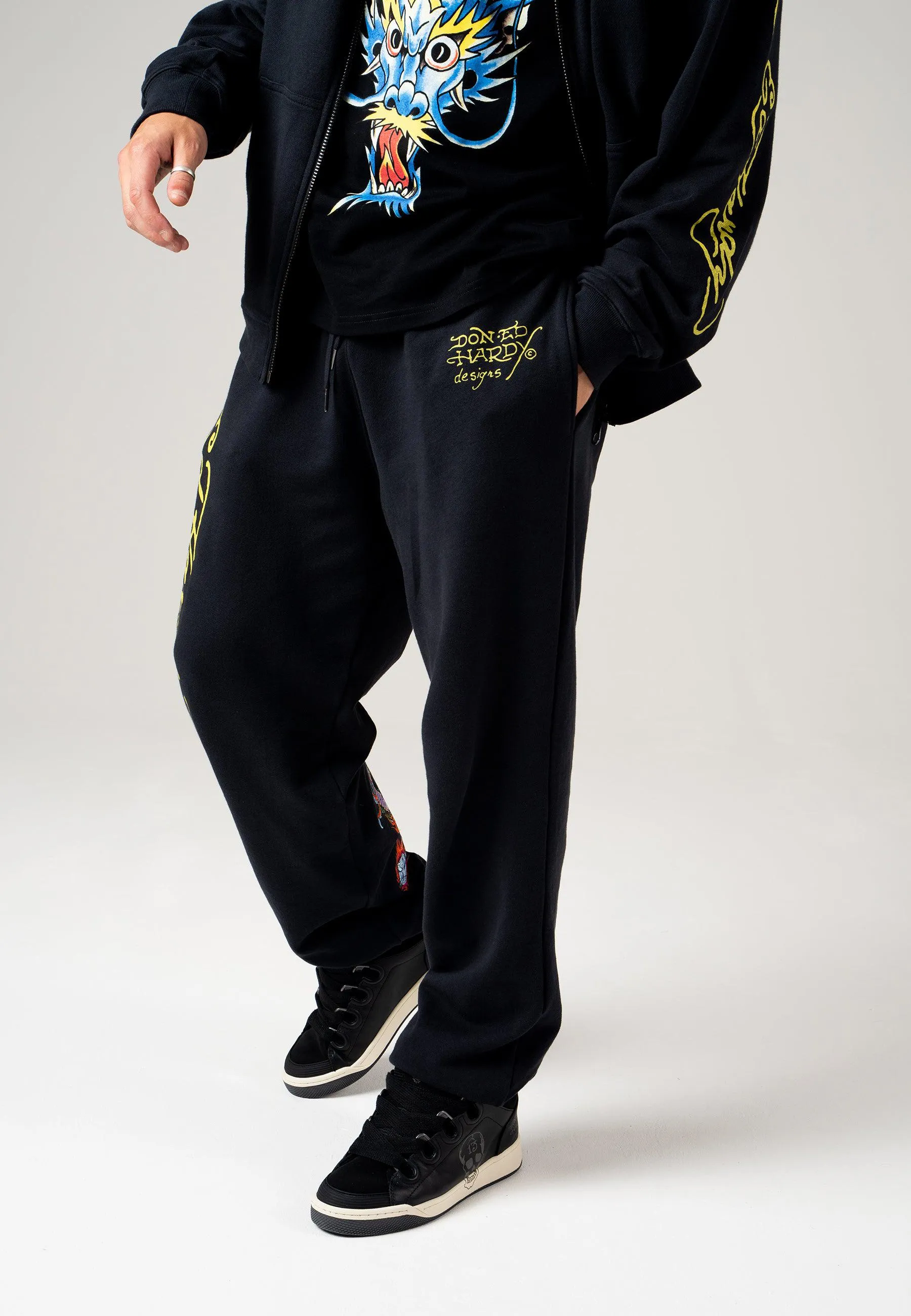 Mens Back-Dragon Sweat Jogger - Black