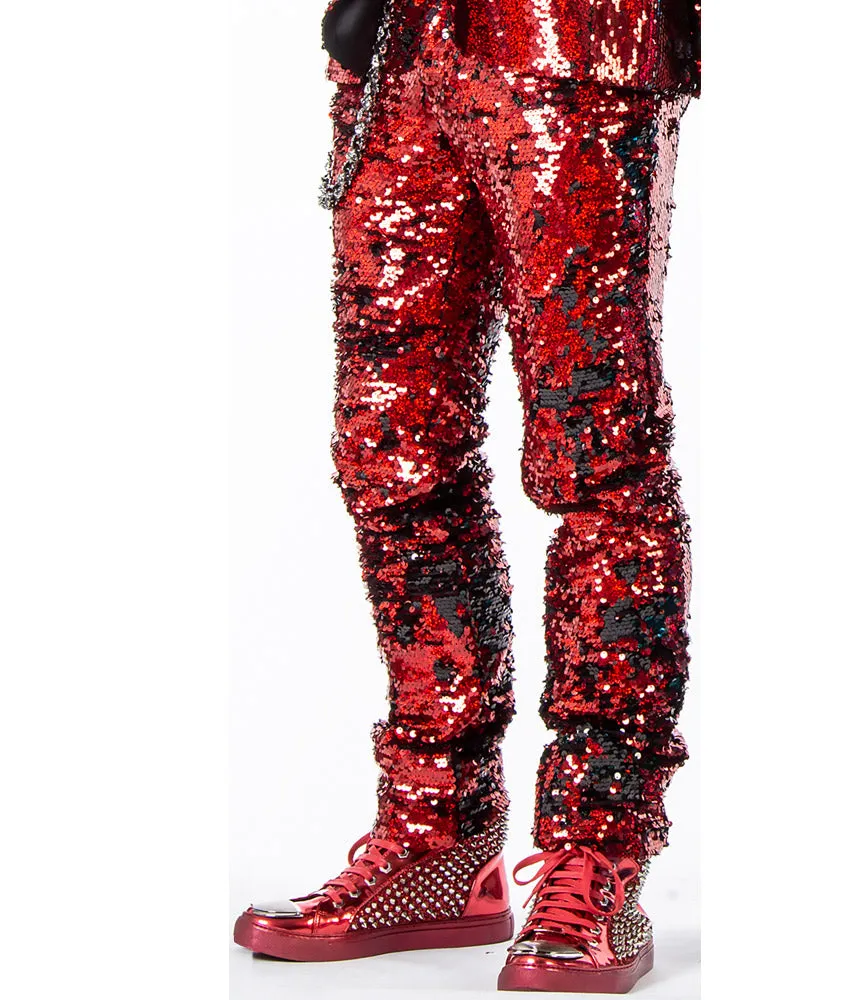 Men's sequin Pants - Red