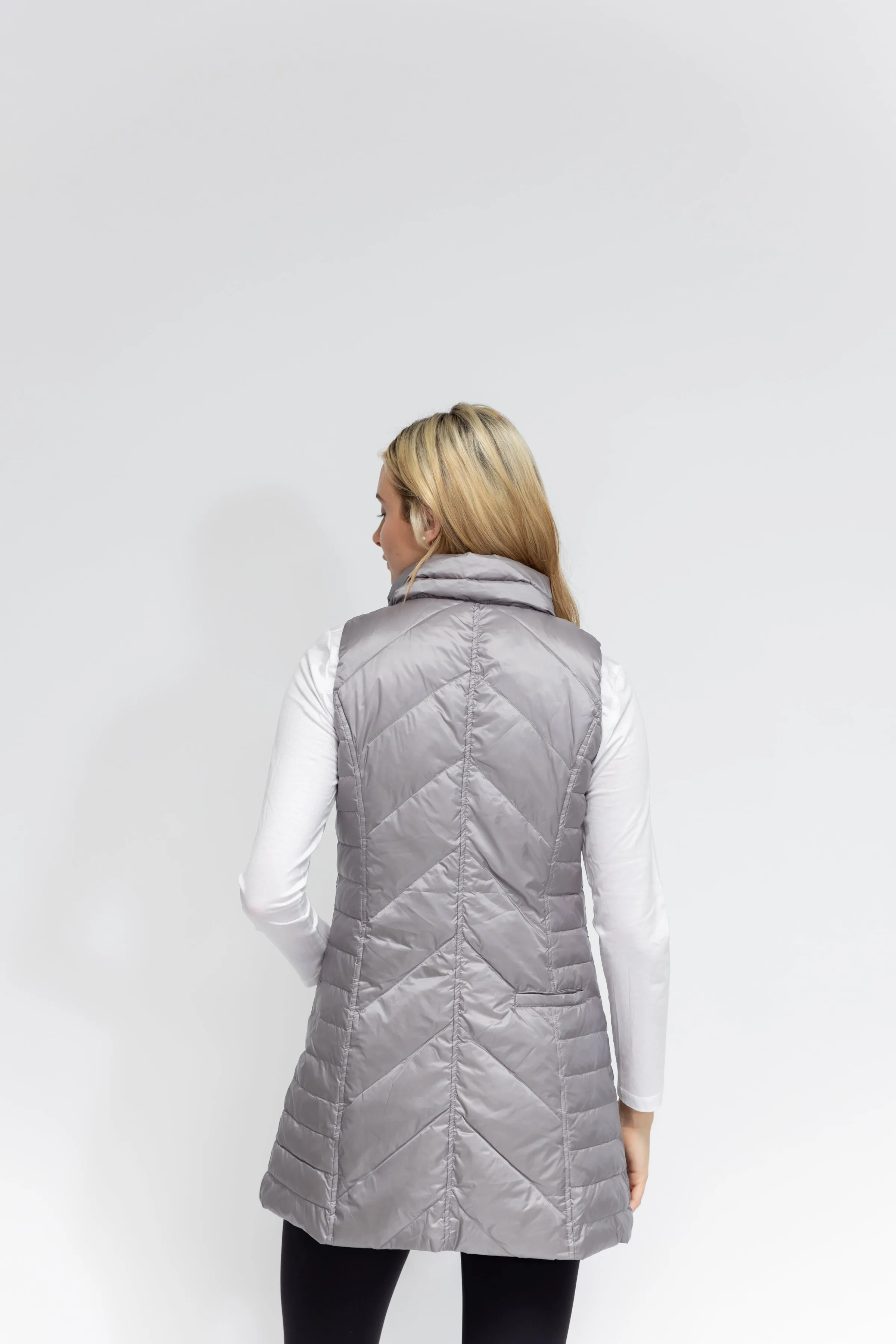 Metallic Chevron Quilted Vest