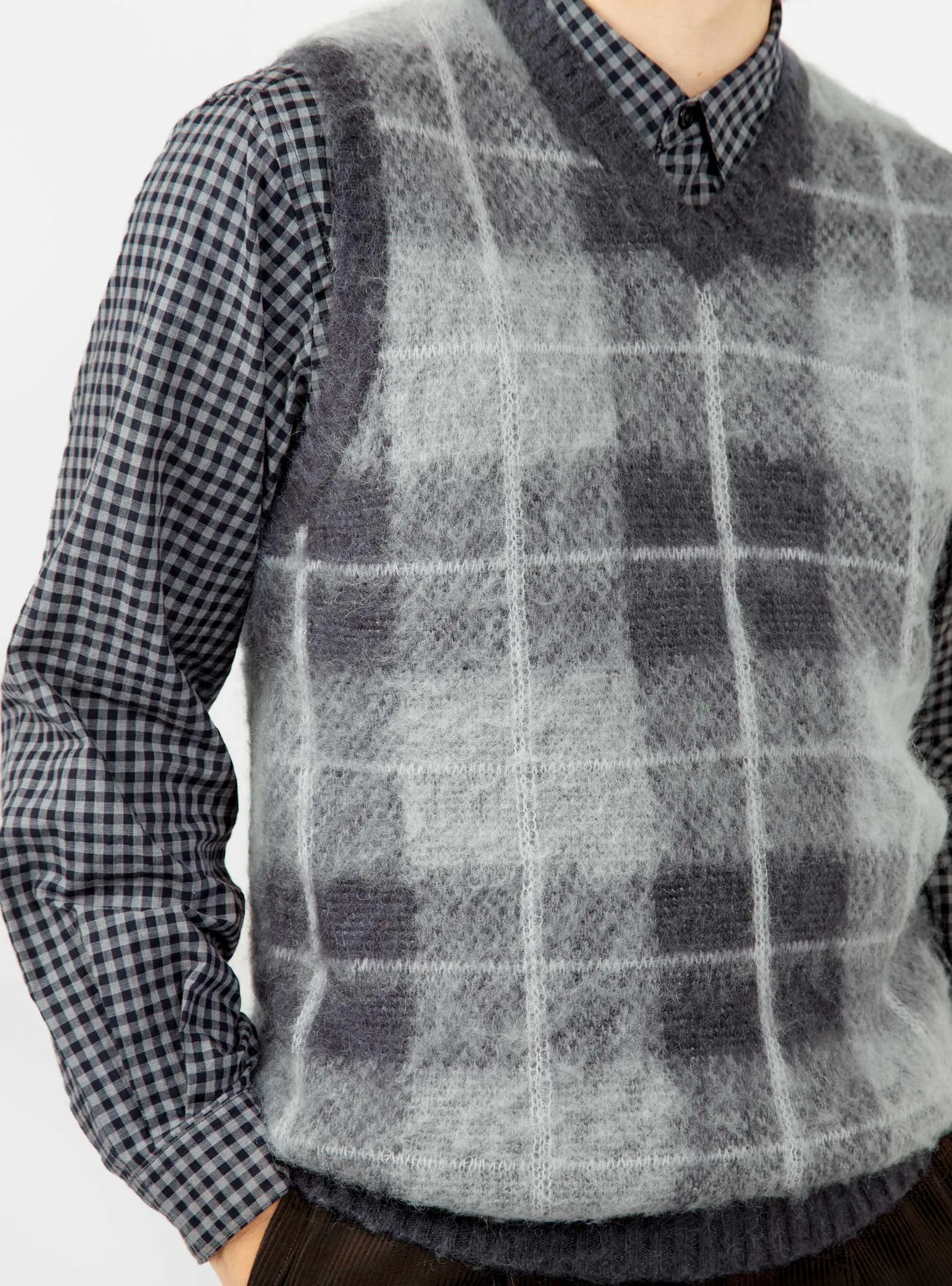 Mohair Vest Grey Check