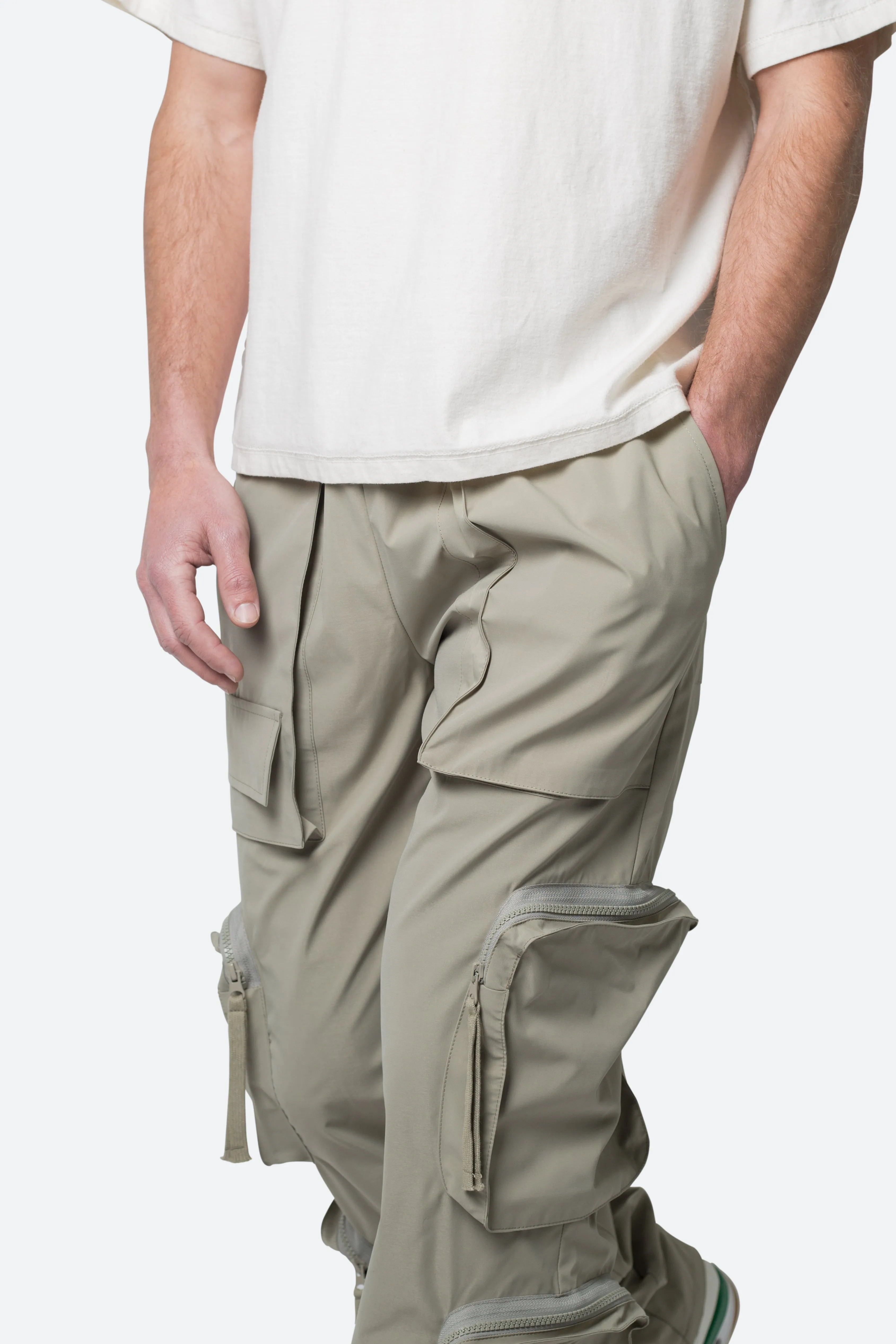 Multi Pocket Drawcord Pants - Olive