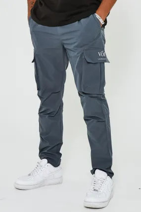 Park Place Tapered Cargo Woven Pants - Grey