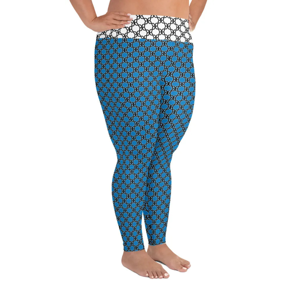 Plus Size Leggings Aqua Chain