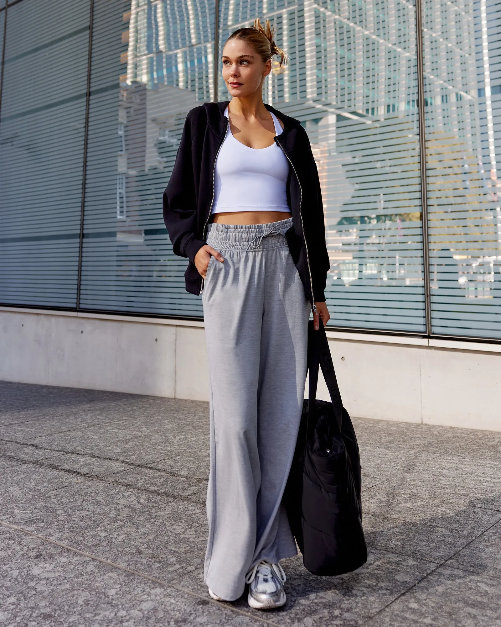 Restore CloudFLX Wide Leg Pants - Light Grey Marl