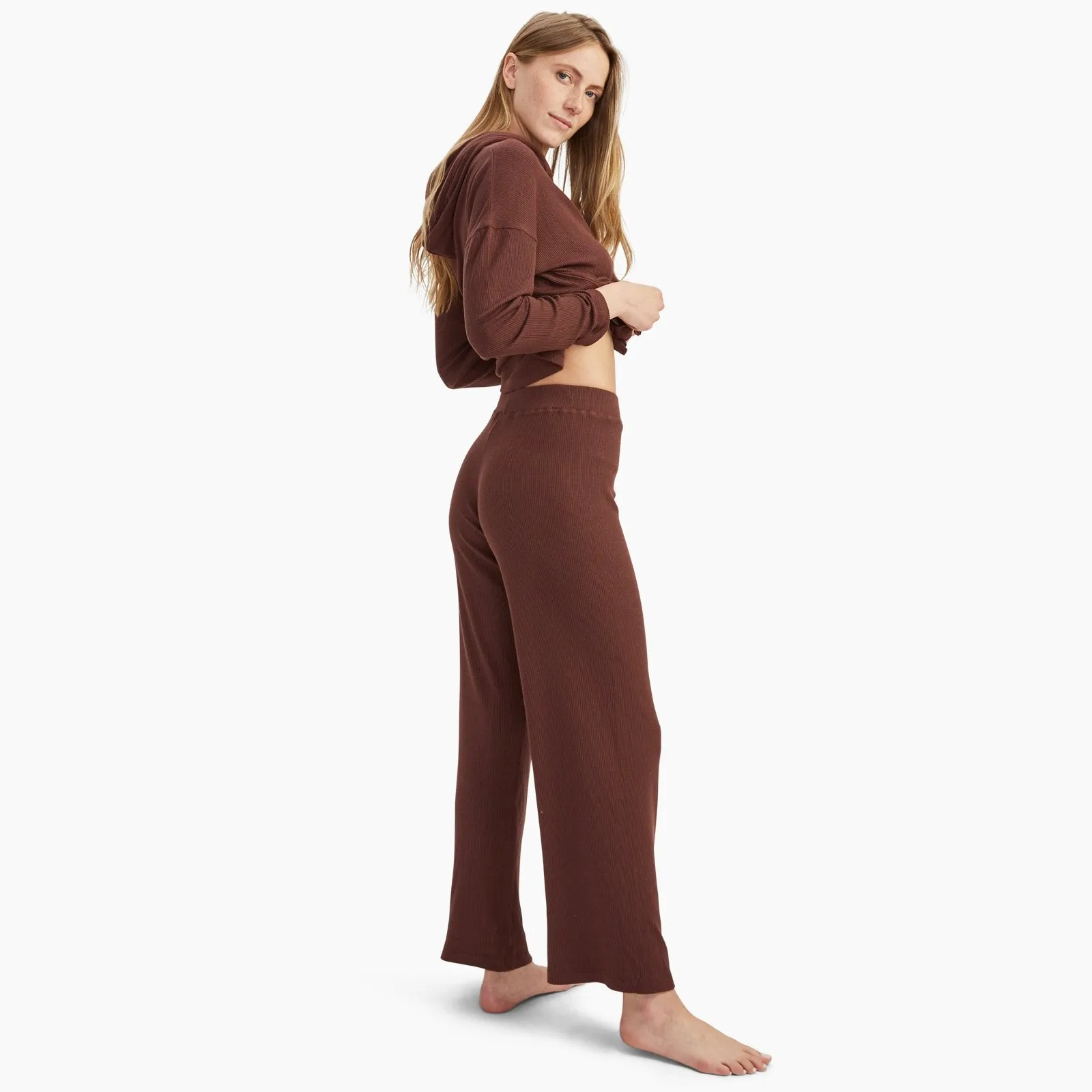 Ribbed Lightweight Wide Leg Pants