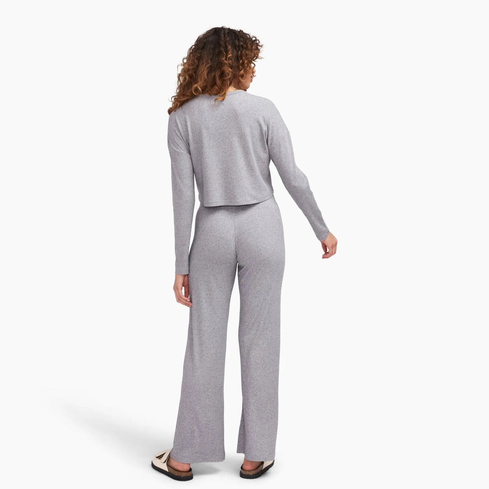 Ribbed Lightweight Wide Leg Pants