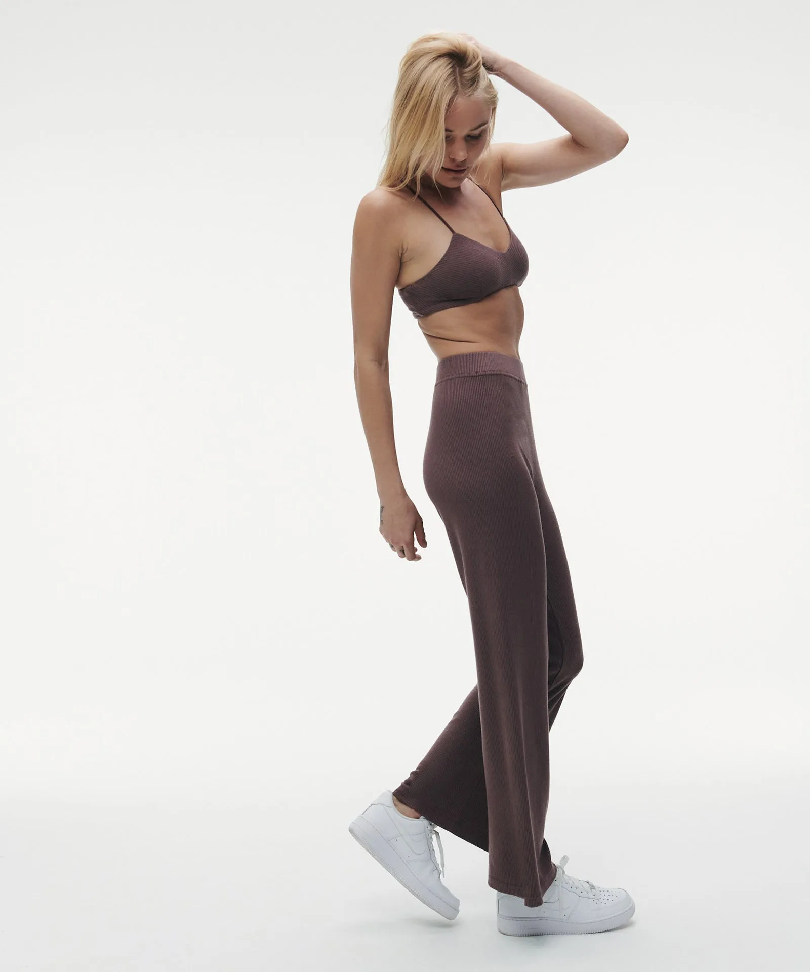 Ribbed Lightweight Wide Leg Pants