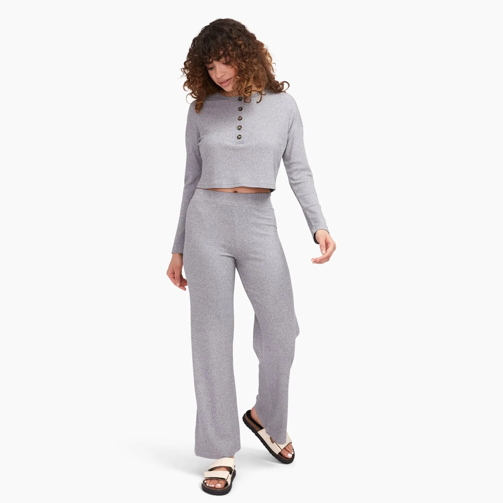 Ribbed Lightweight Wide Leg Pants