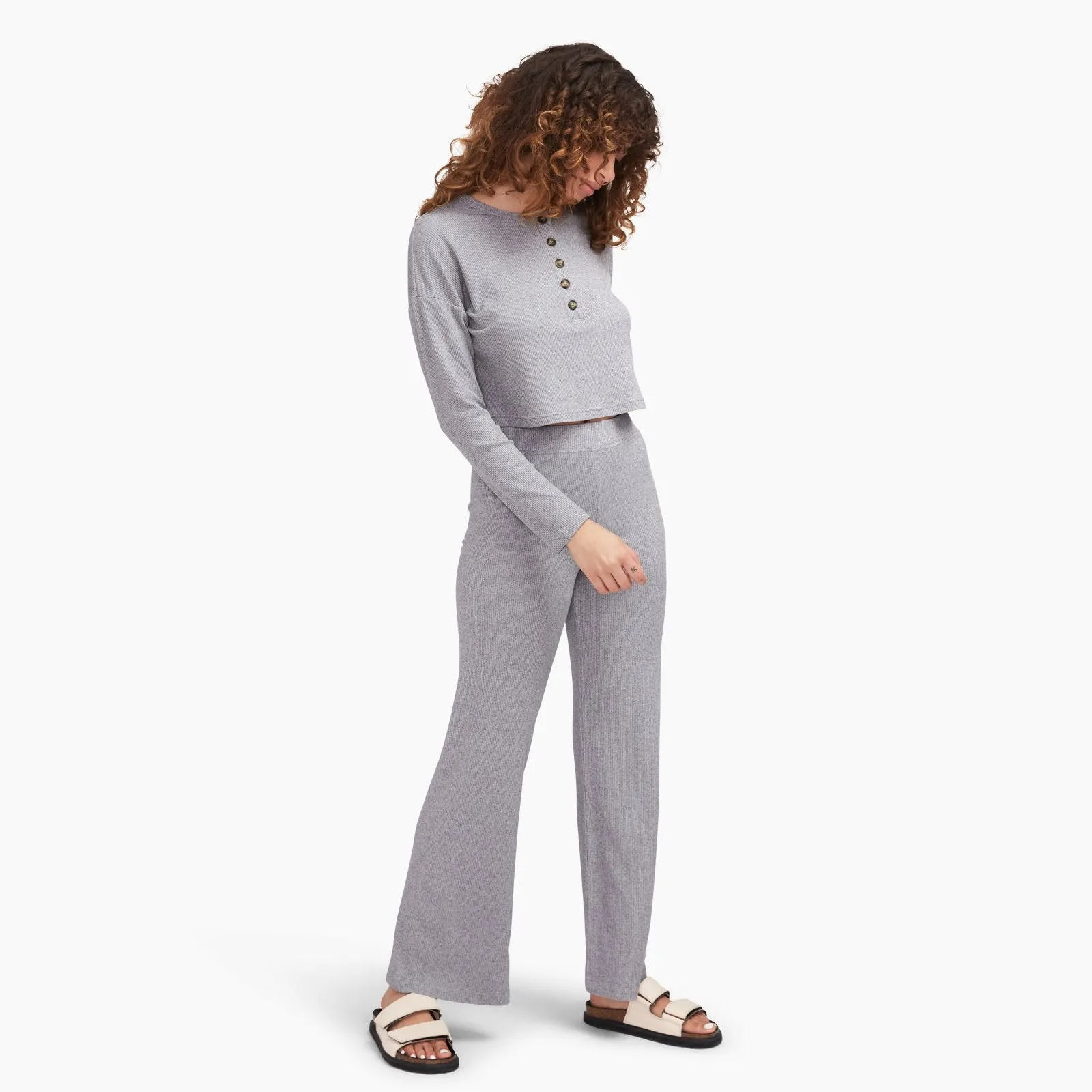 Ribbed Lightweight Wide Leg Pants