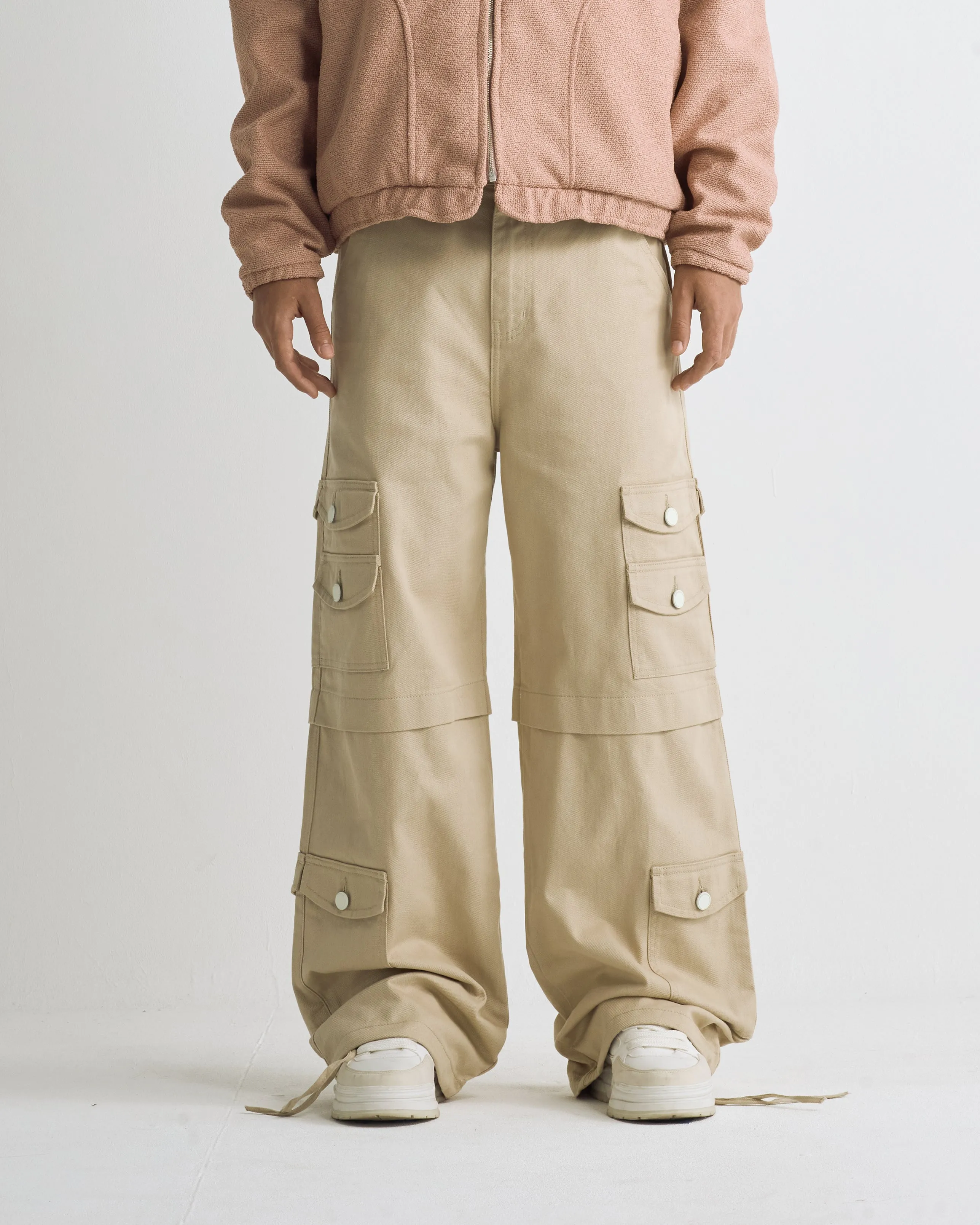 Riviera Wide Cargo Pants Cream