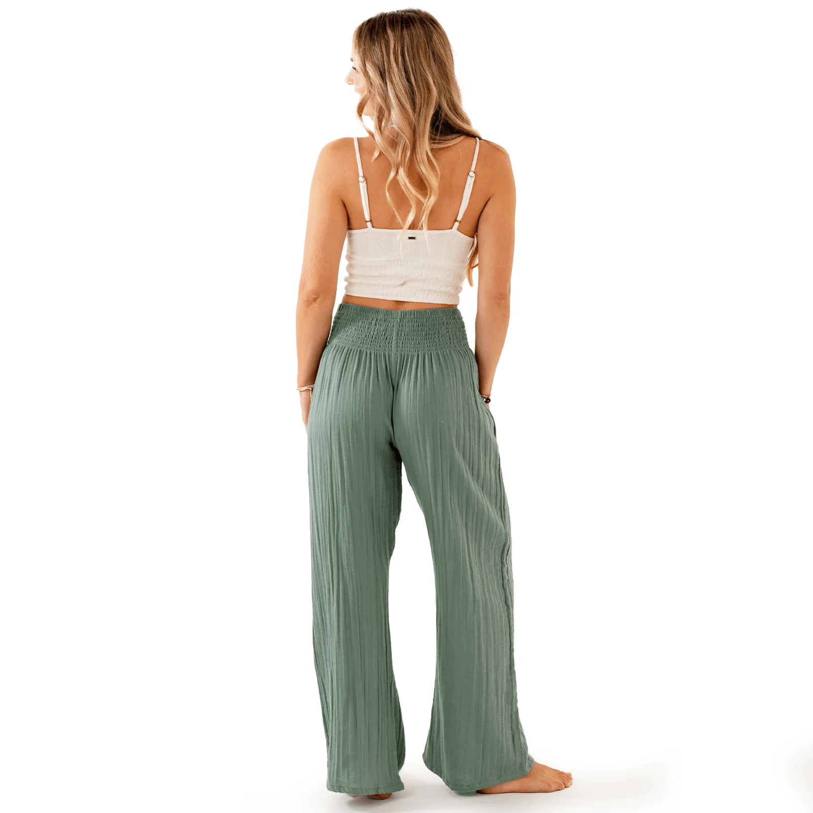 Sage Wide Leg Cotton Pants