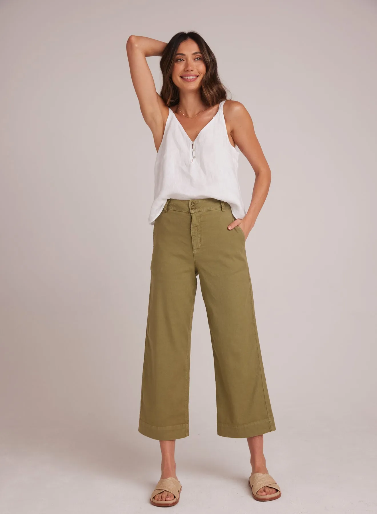 Saige Wide Leg Crop - Tropical Olive