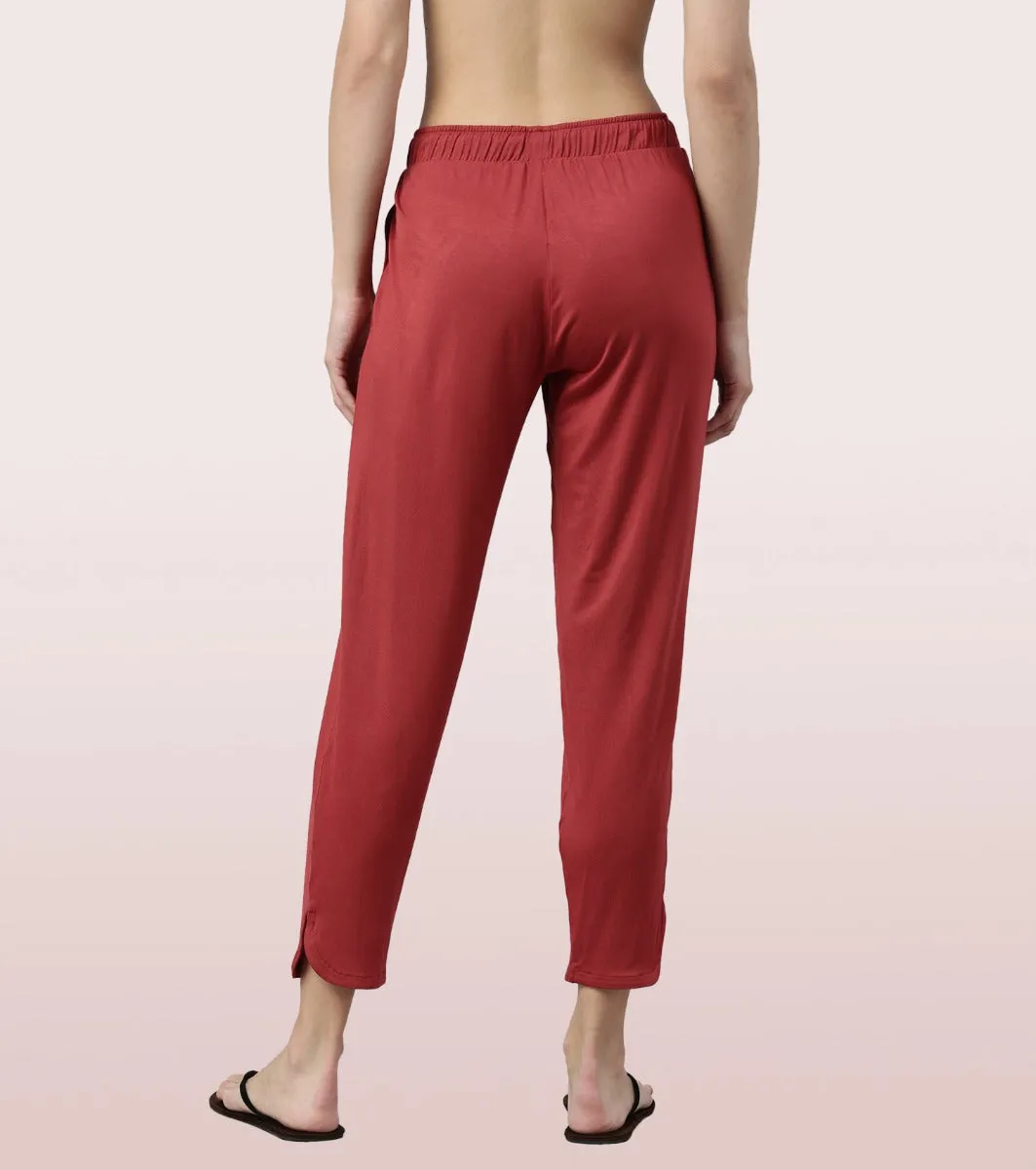 Shop-In Pants - Tapered Lounge Pants With Self Fabric Drawstring With Metal Ends