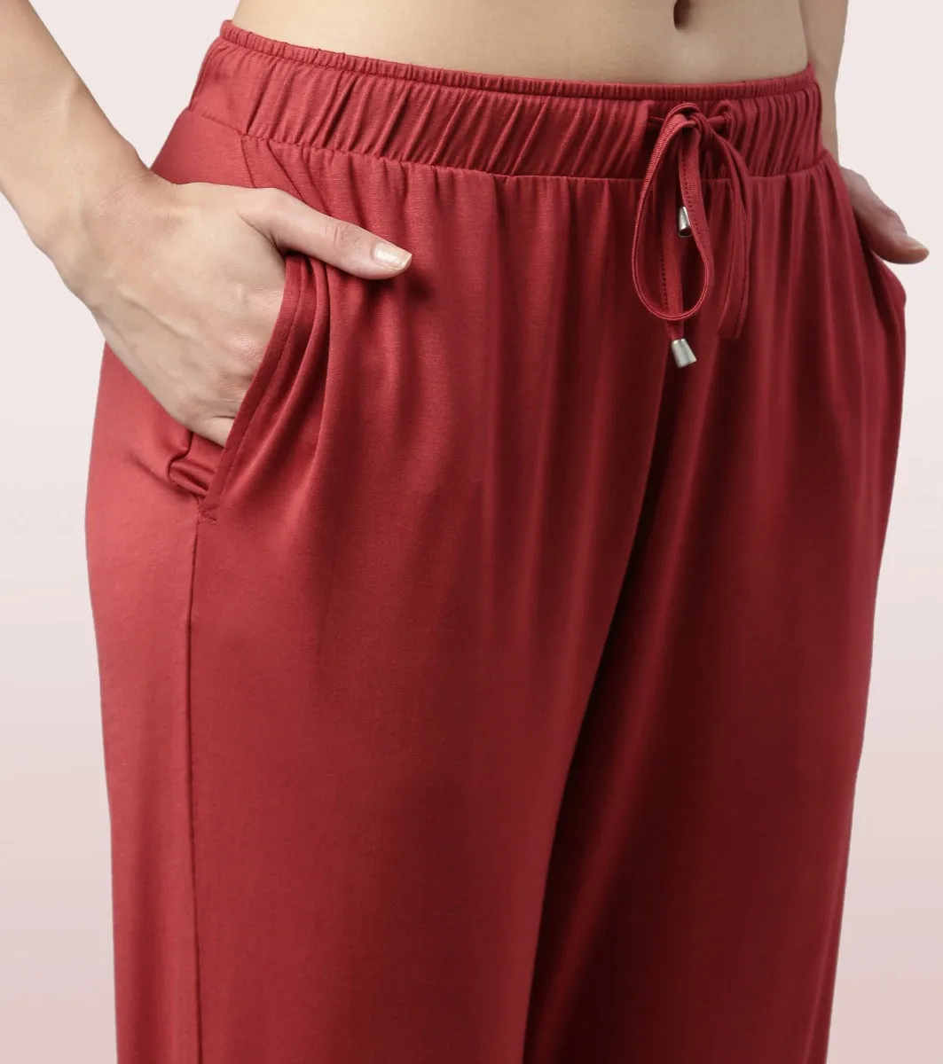 Shop-In Pants - Tapered Lounge Pants With Self Fabric Drawstring With Metal Ends