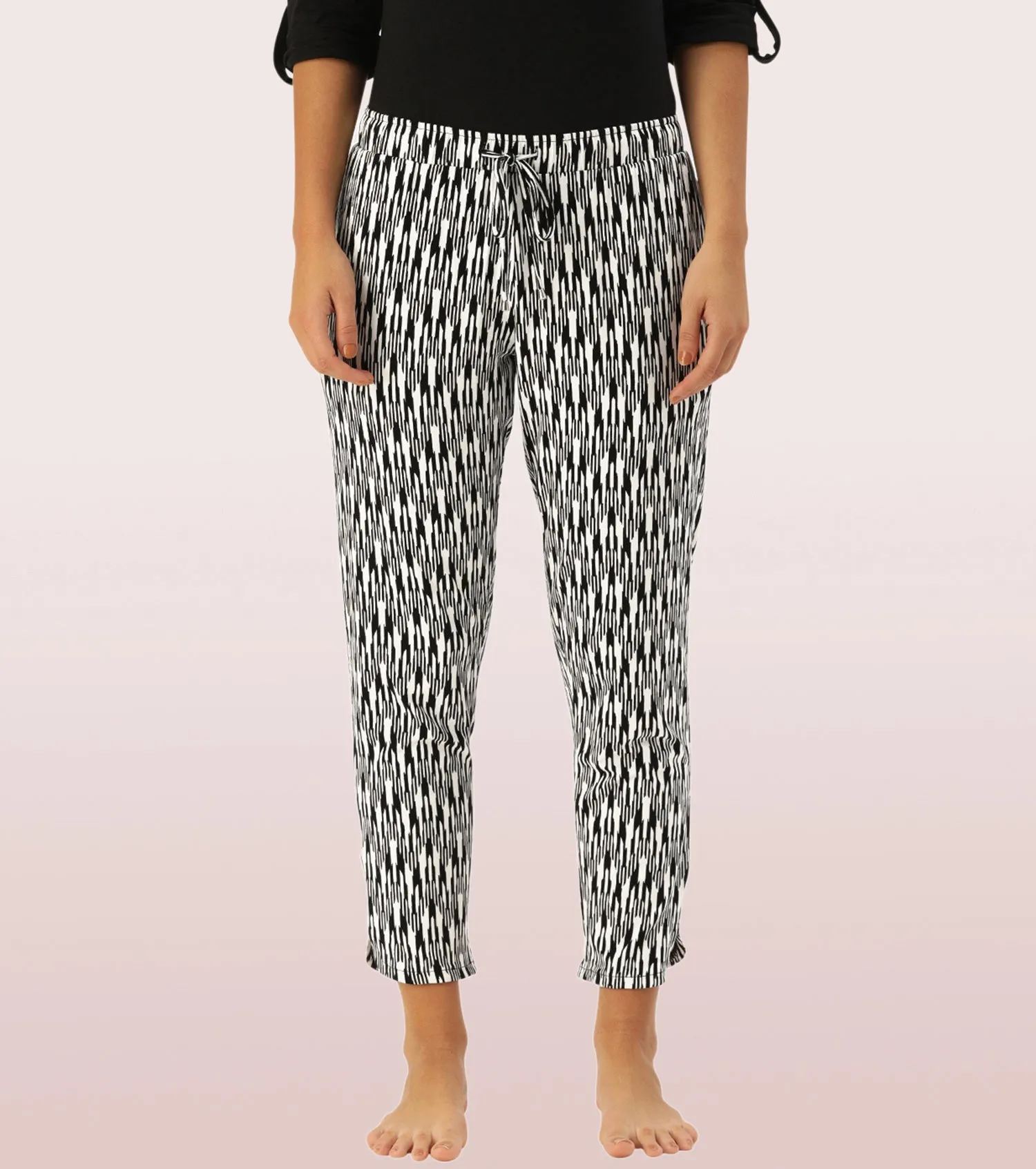 Shop-In Pants - Tapered Lounge Pants With Self Fabric Drawstring With Metal Ends