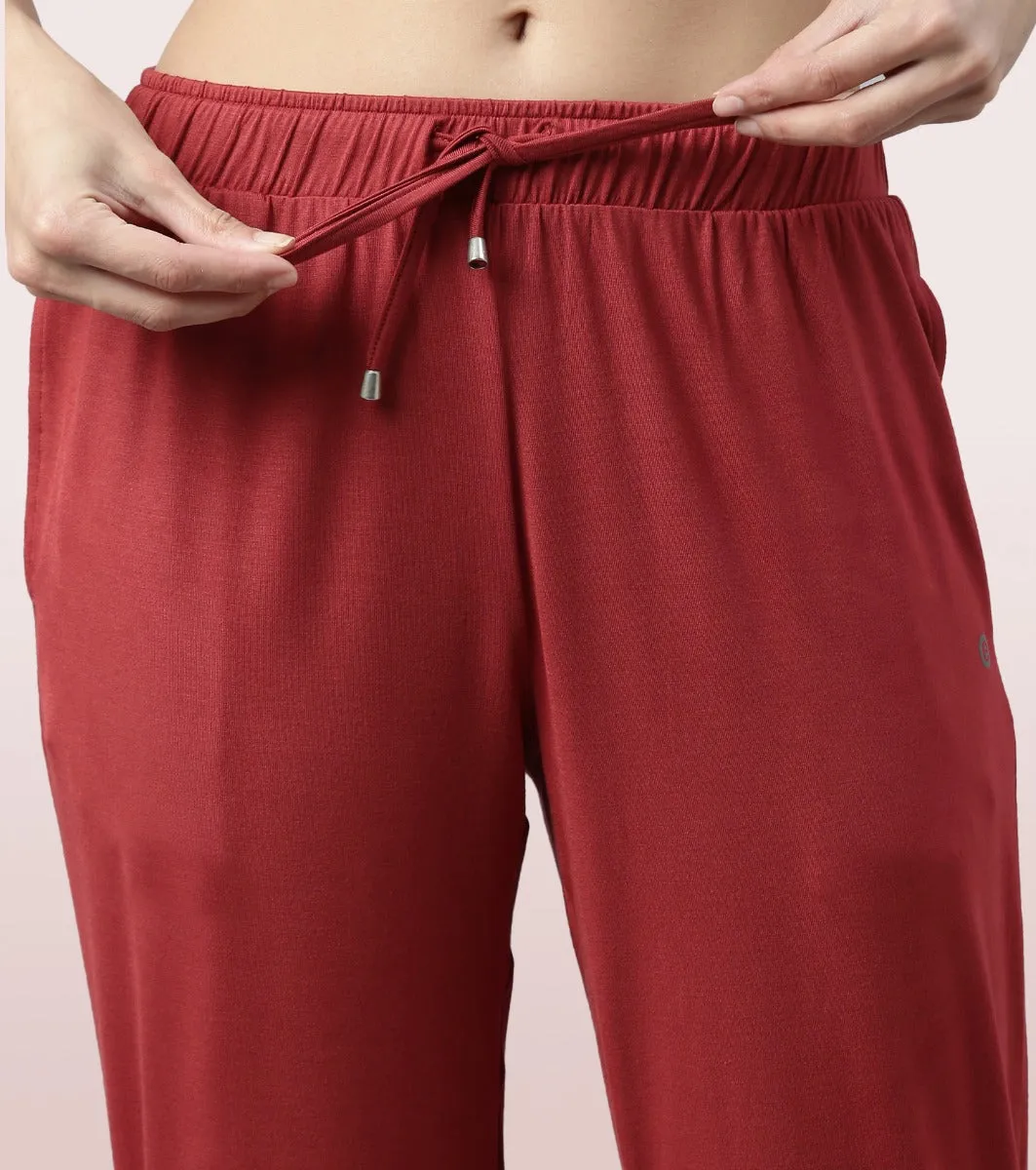 Shop-In Pants - Tapered Lounge Pants With Self Fabric Drawstring With Metal Ends