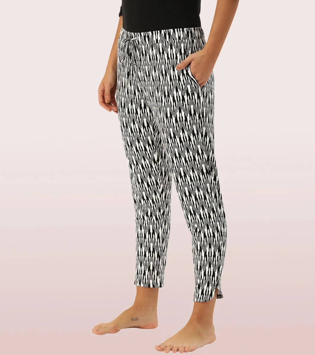 Shop-In Pants - Tapered Lounge Pants With Self Fabric Drawstring With Metal Ends