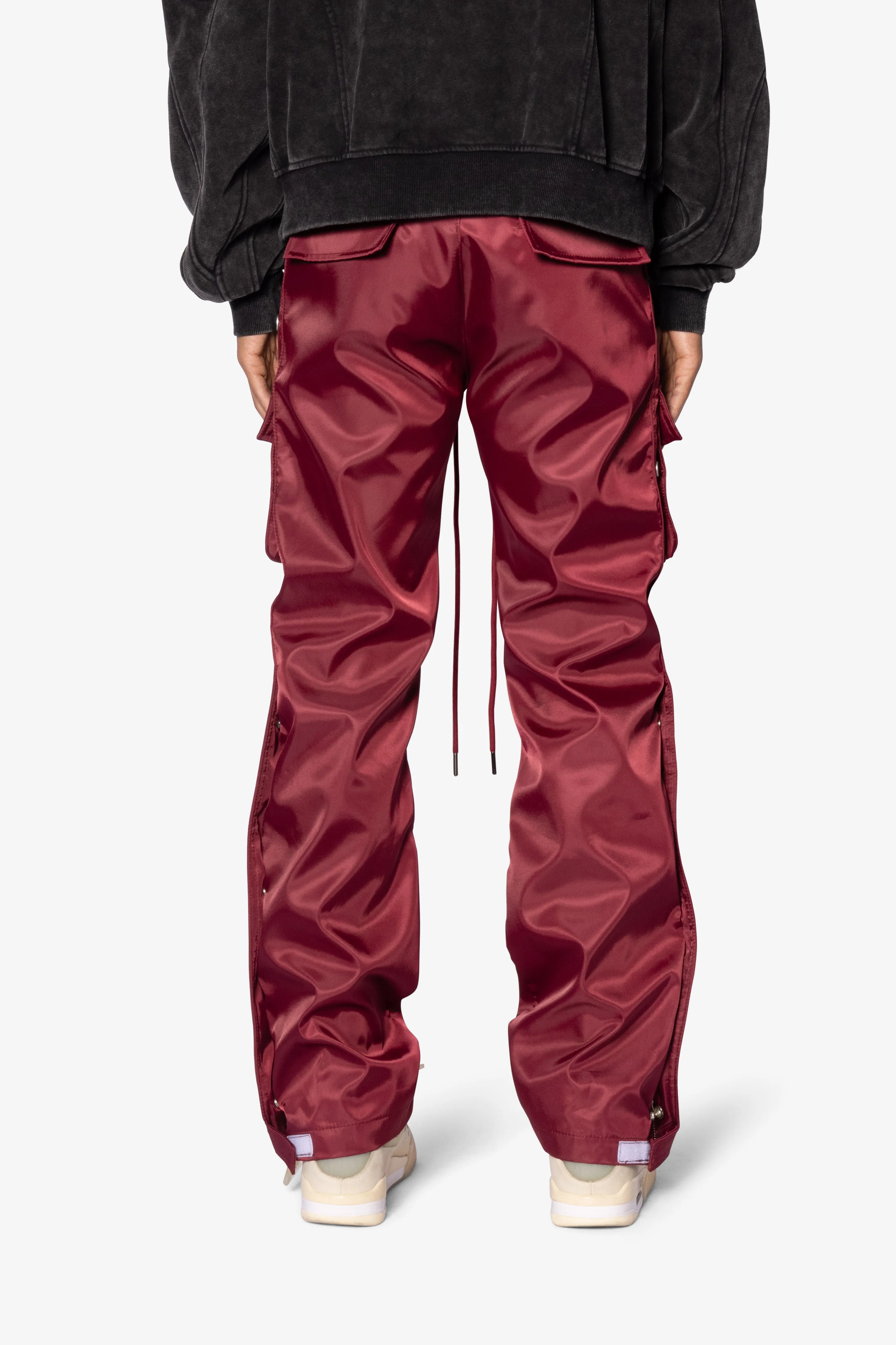 Snap Front Cargo Pants - Red