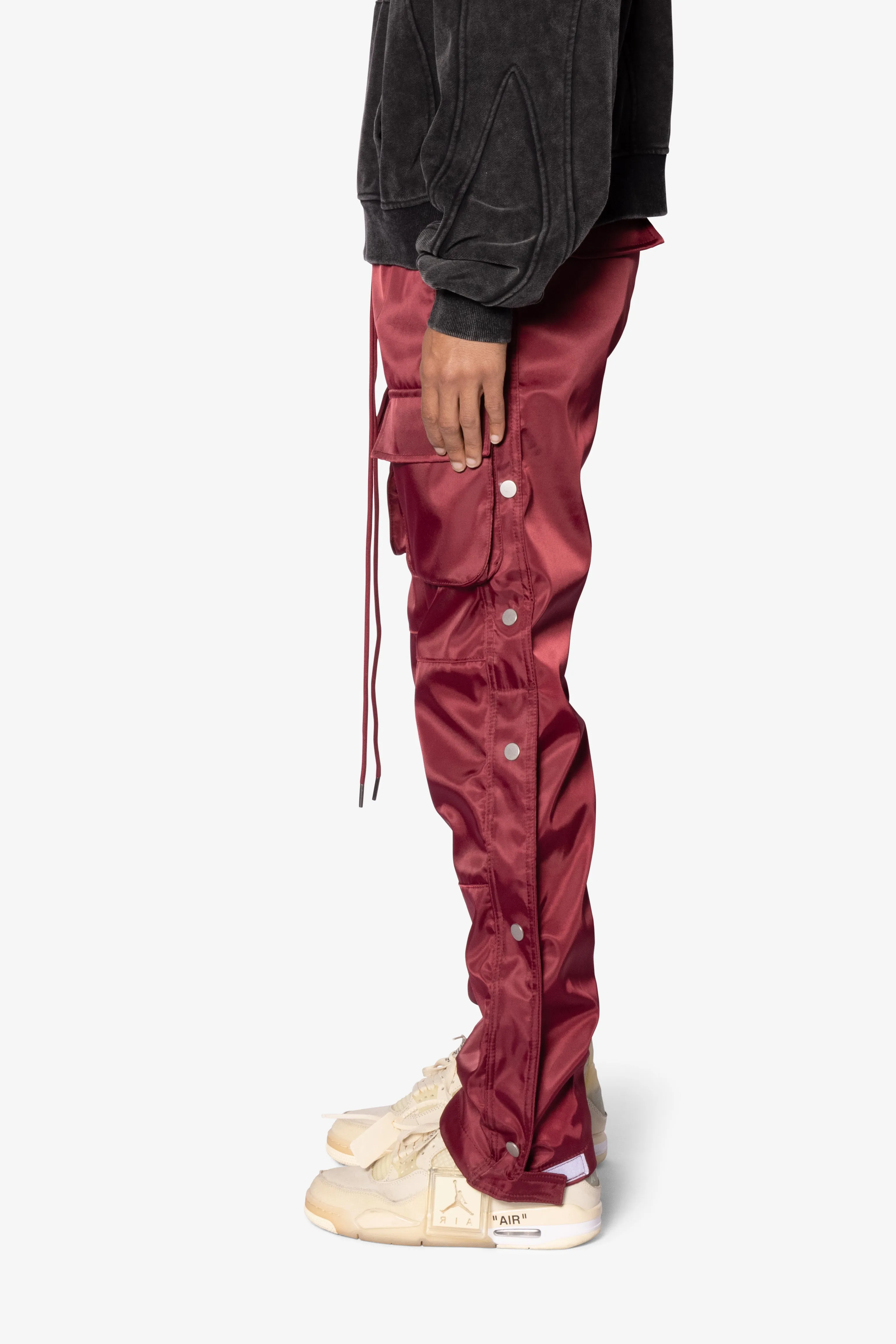 Snap Front Cargo Pants - Red