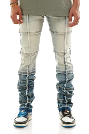 Stacked Cut Sew Jeans for Men