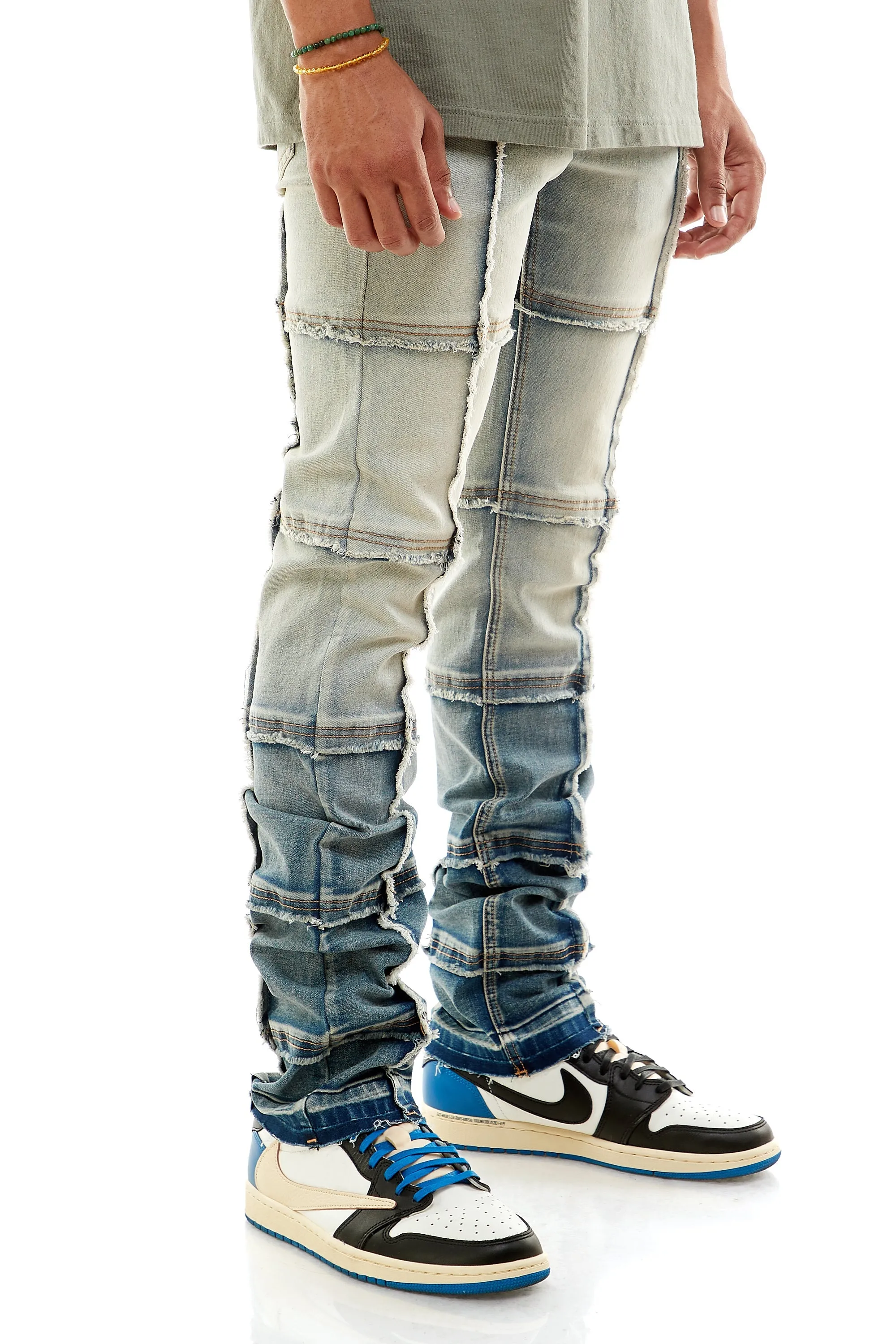 Stacked Cut Sew Jeans for Men