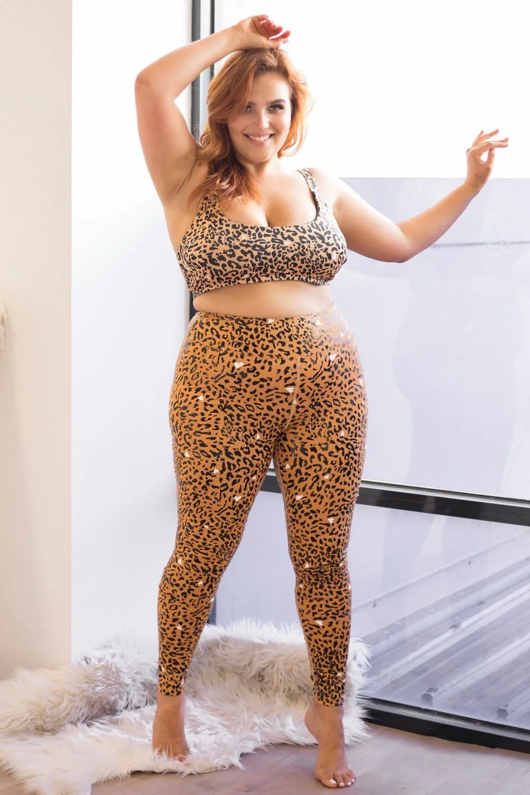 Sticky Grip Leggings - Brown Leopard