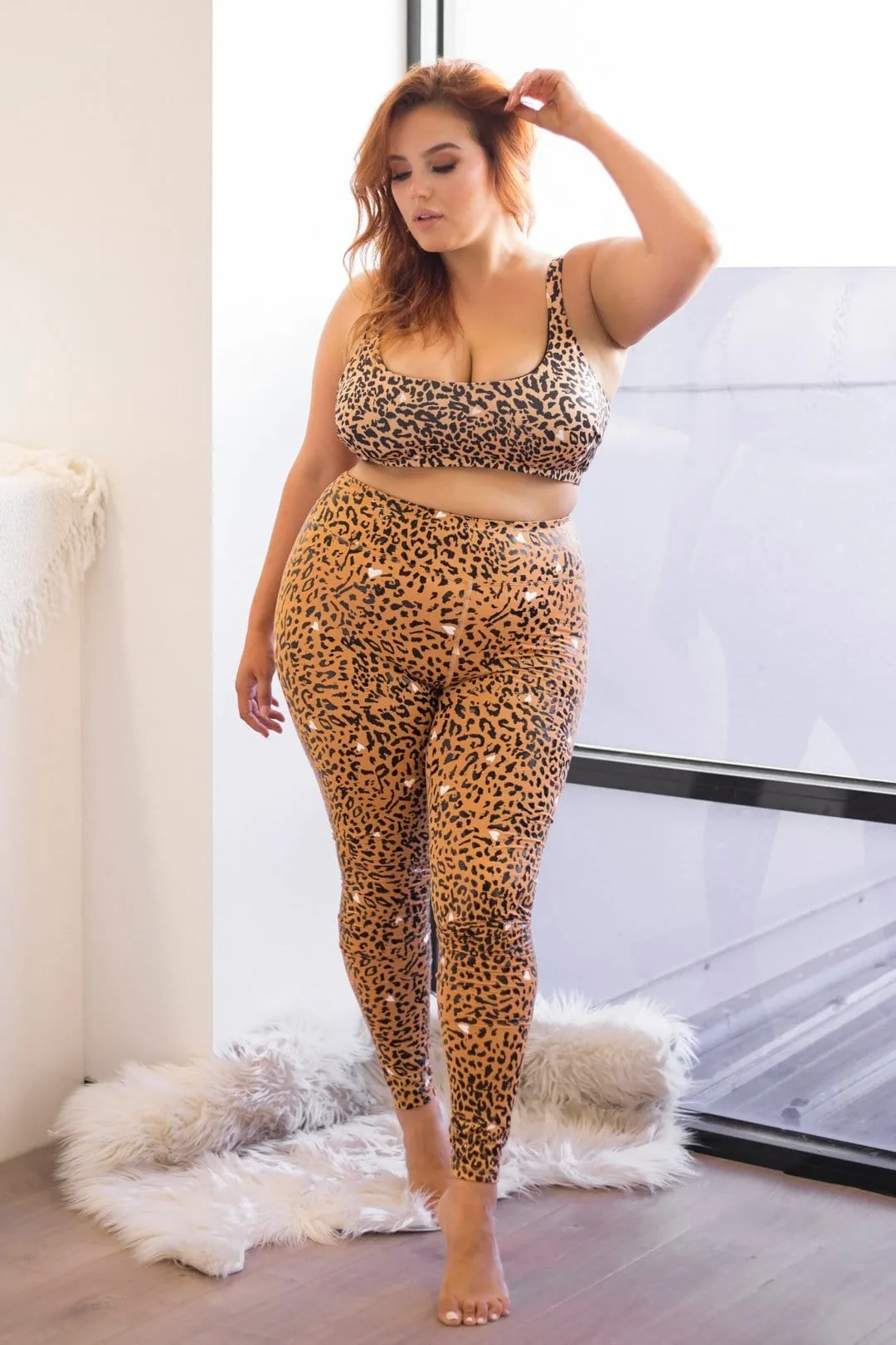 Sticky Grip Leggings - Brown Leopard