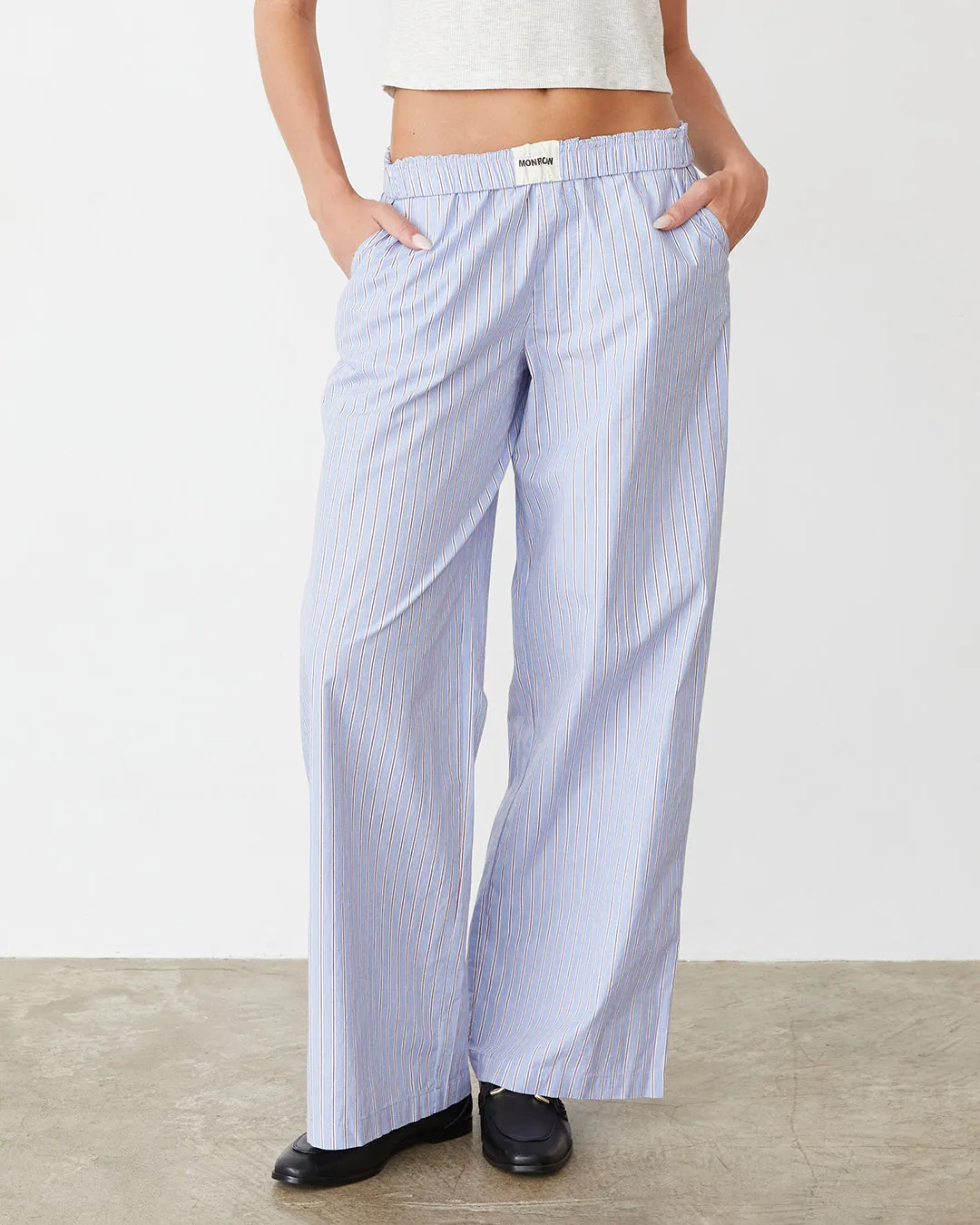 Stripe Poplin Boxer Pants