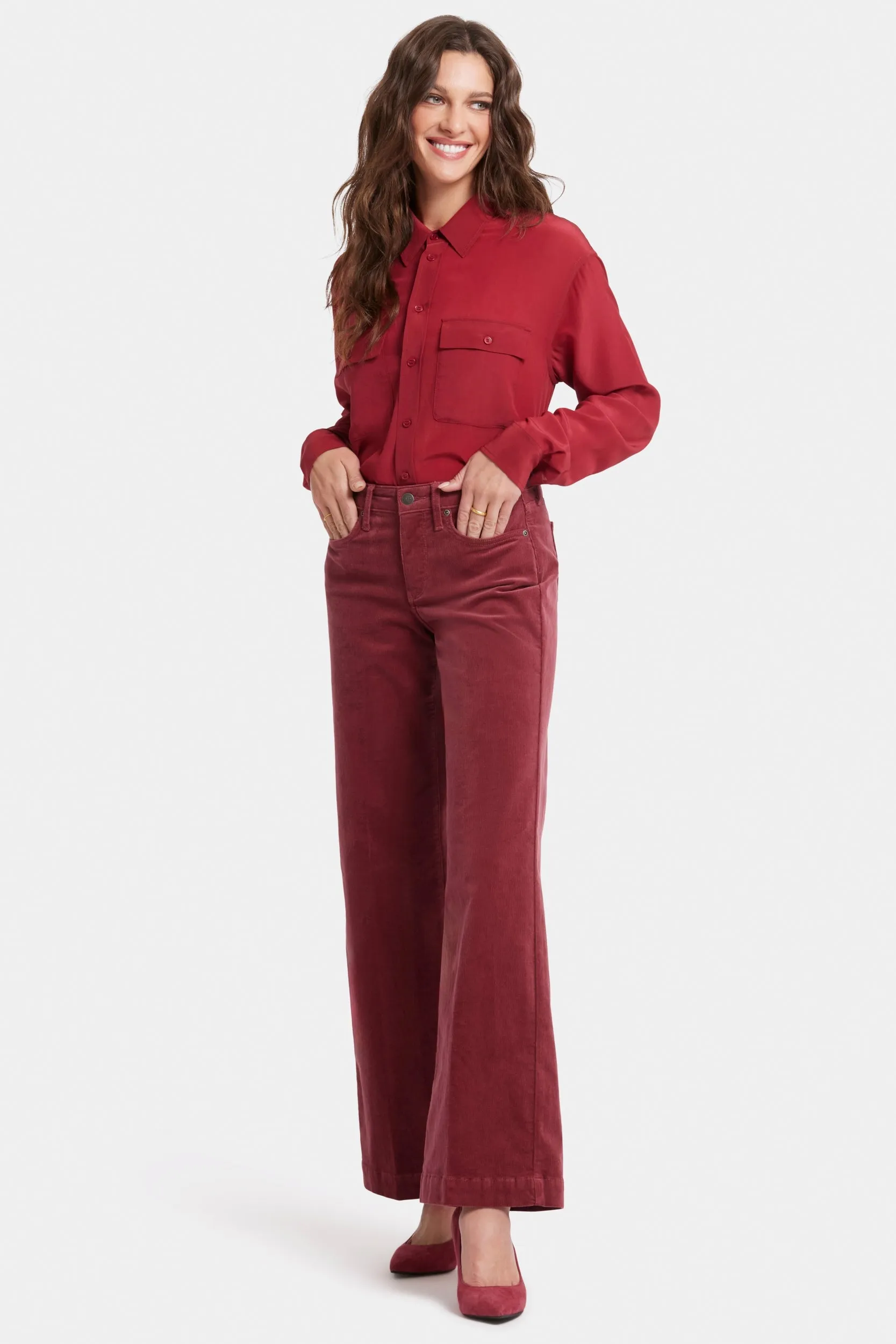 Teresa Wide Leg Broek Rood Corduroy | Paintbrush