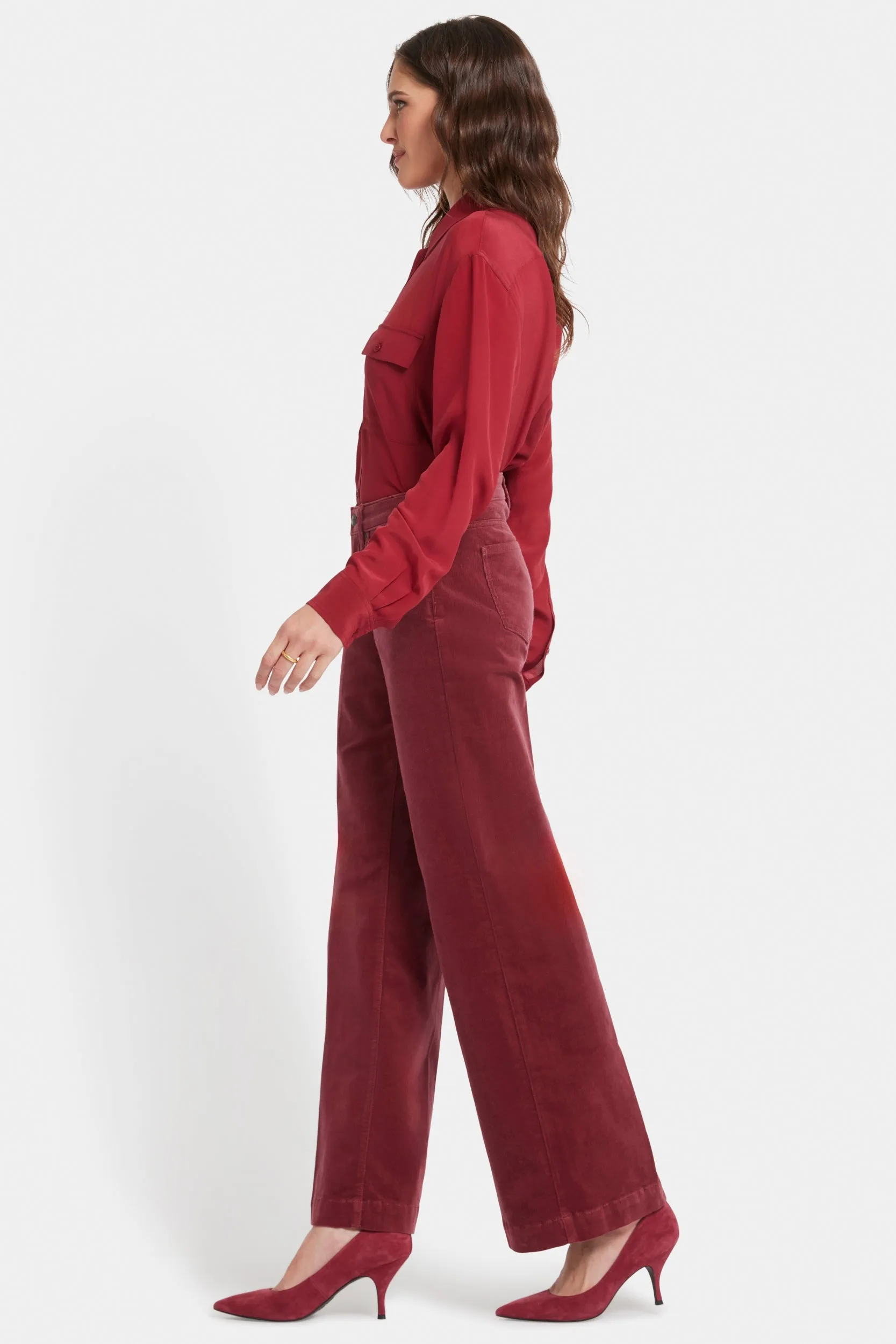 Teresa Wide Leg Broek Rood Corduroy | Paintbrush